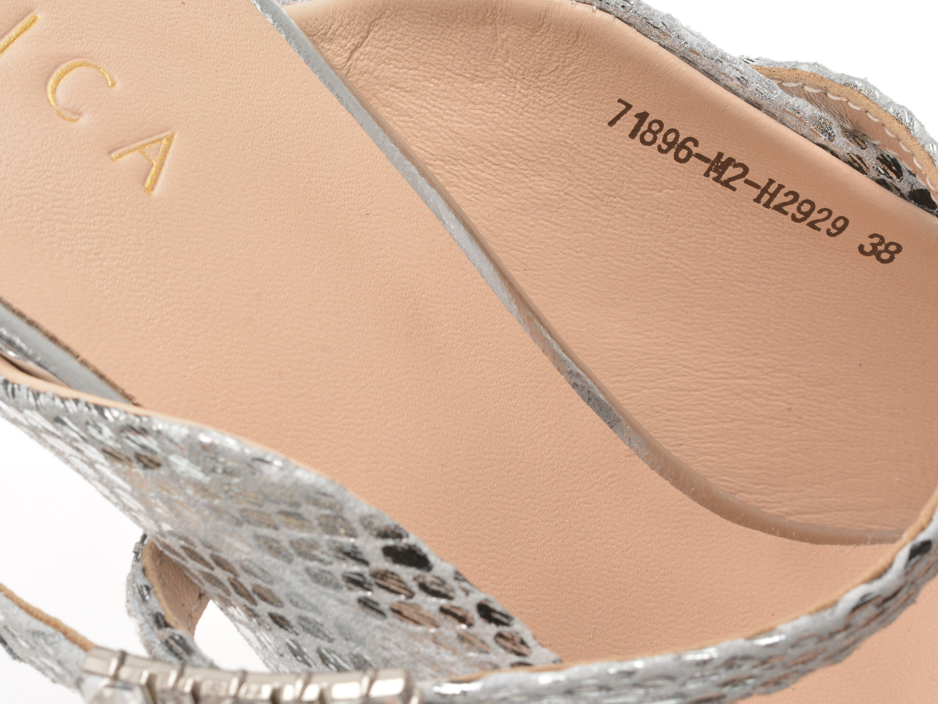 Papuci EPICA argintii, 71896, din piele naturala