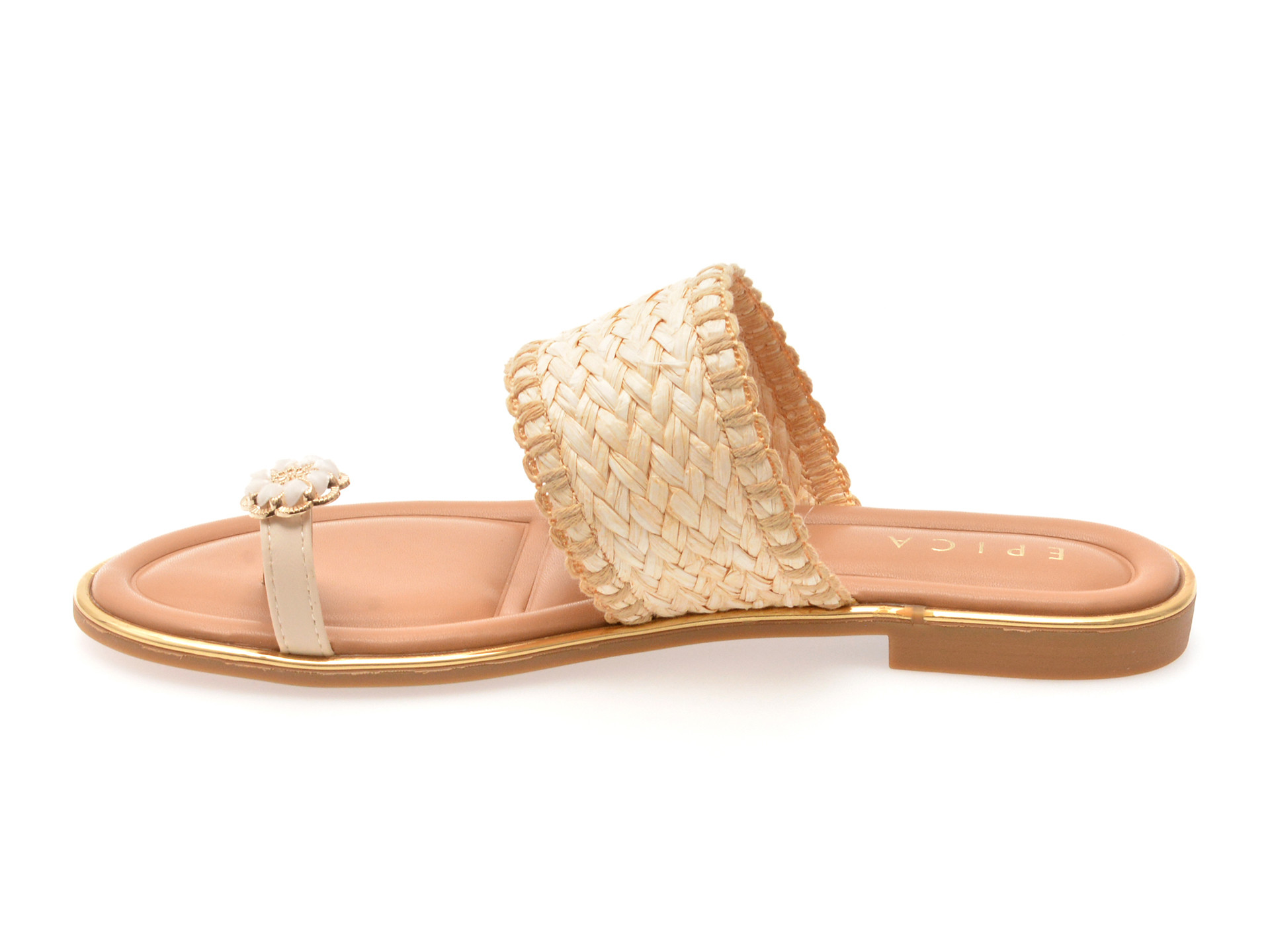 Papuci EPICA bej, 82959, din material textil