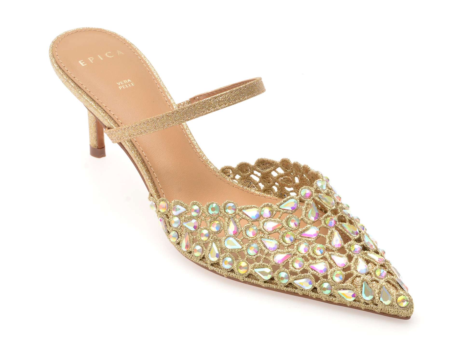 Pantofi eleganti EPICA aurii, 101605, din material textil