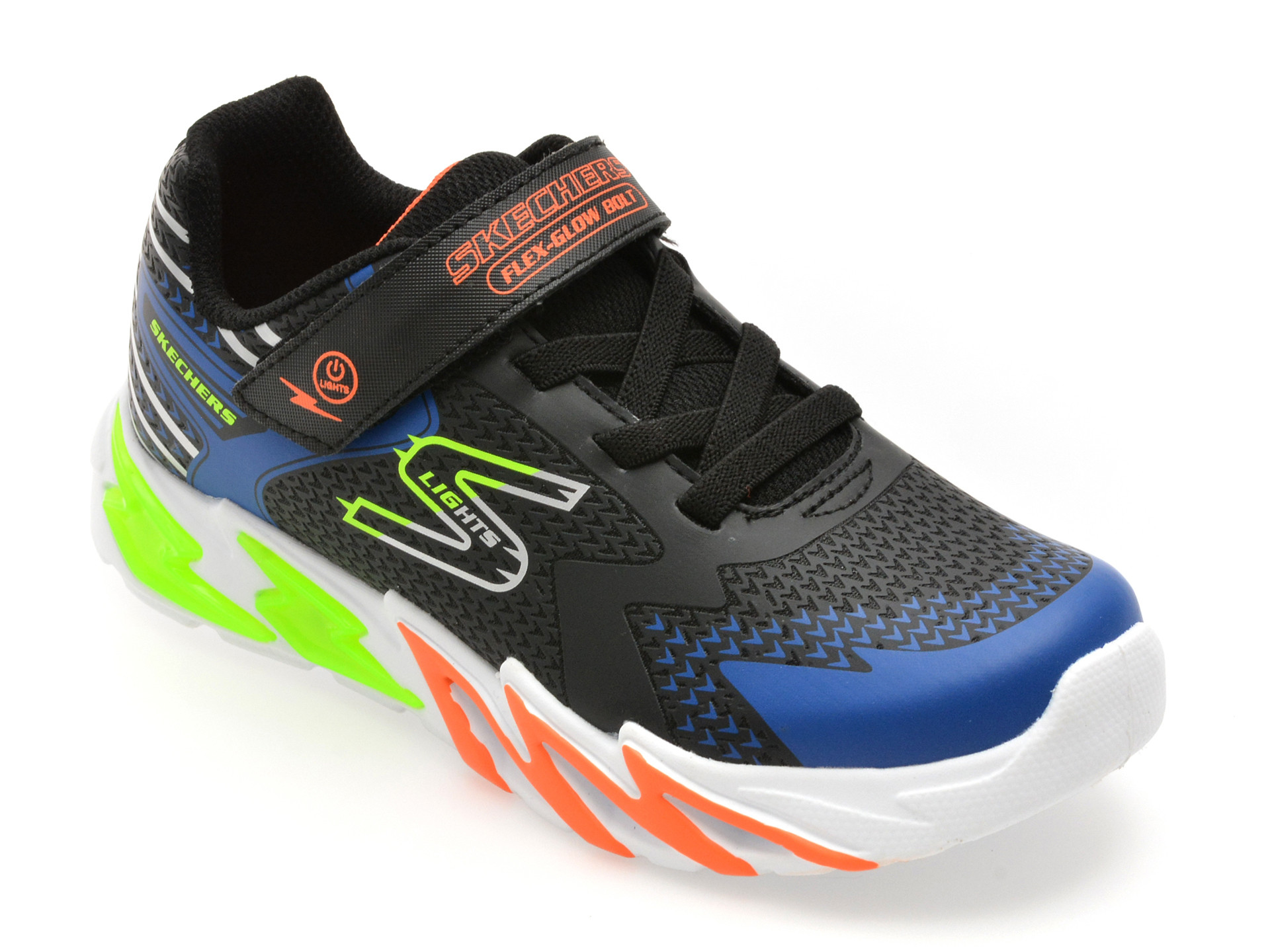 Pantofi sport SKECHERS negri, FLEX-GLOW BOLT, din material textil