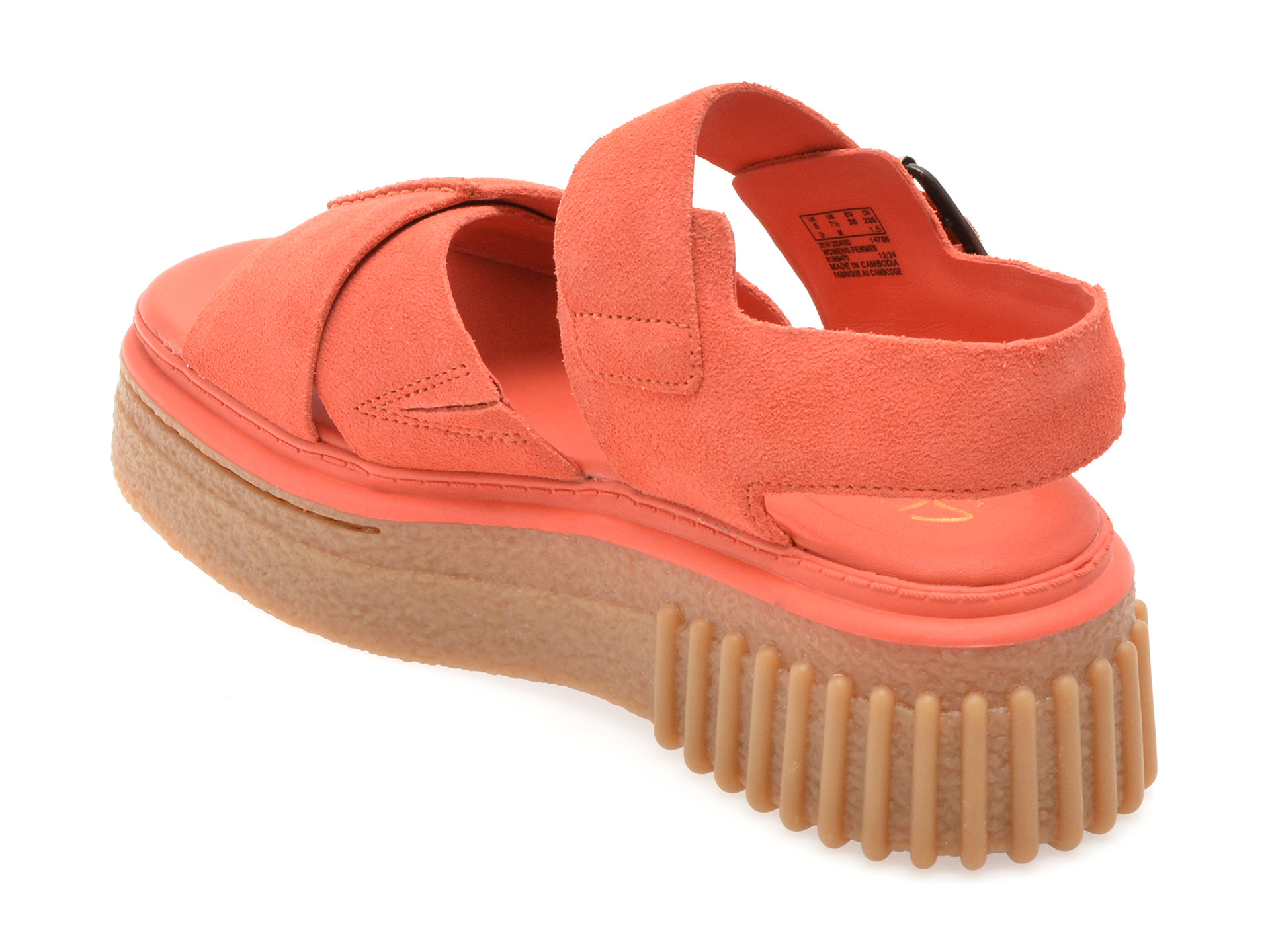 Sandale CLARKS portocalii, EVAMAR WISH, din piele Intoarsa