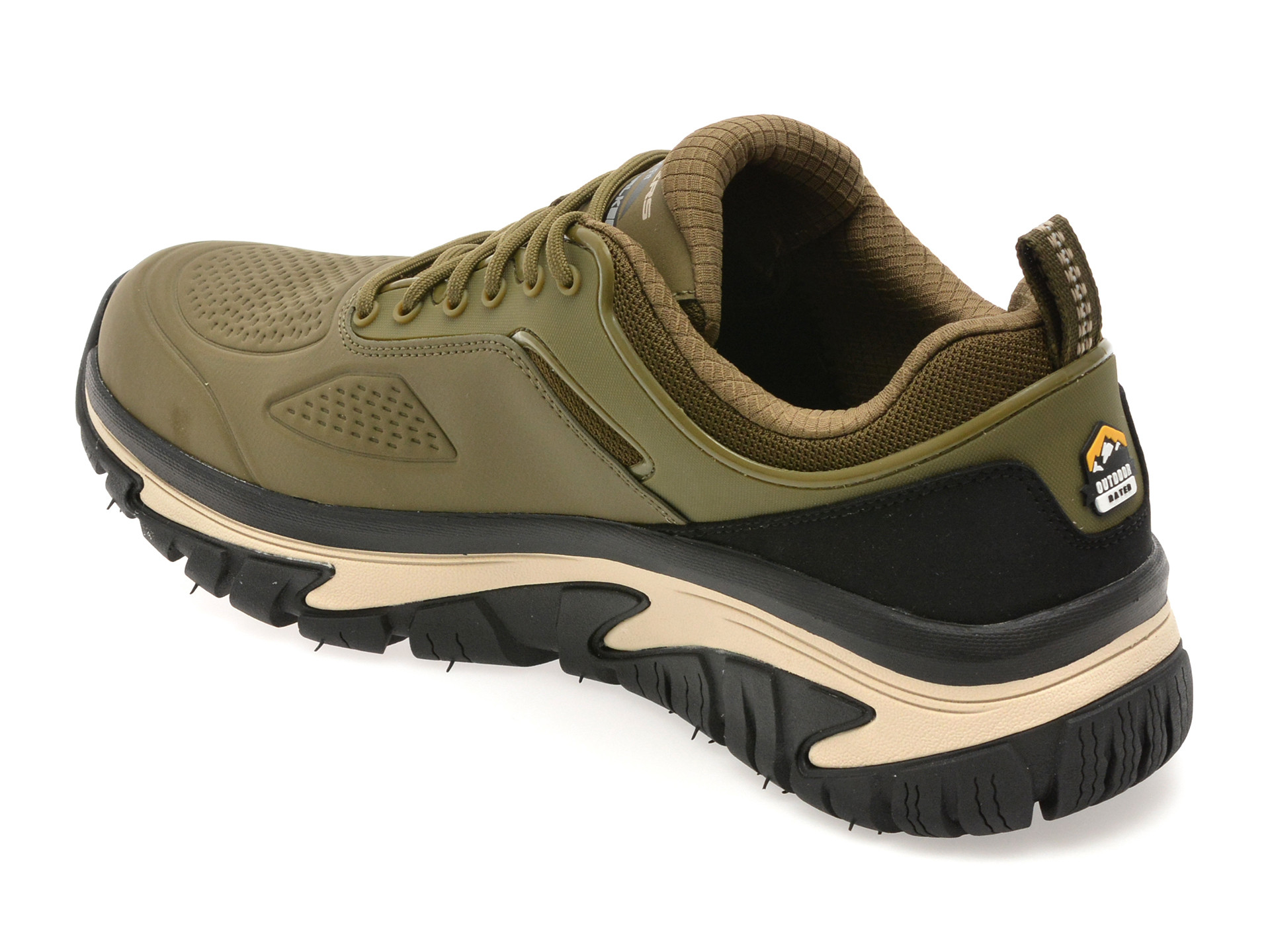 Pantofi sport SKECHERS kaki, ARCH FIT ROAD WALKER, din piele naturala