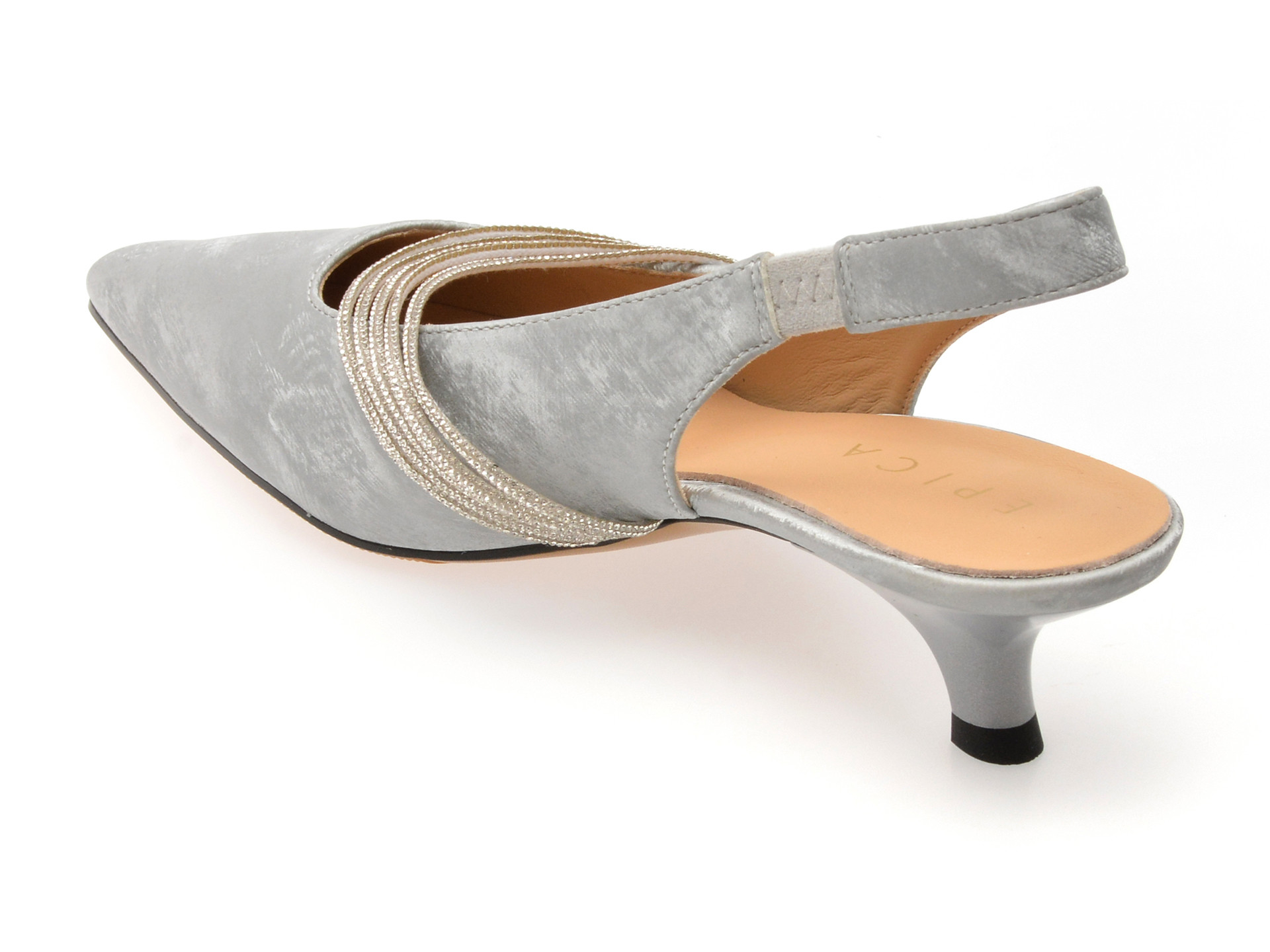 Pantofi eleganti EPICA argintii, 26V2266, din piele ecologica