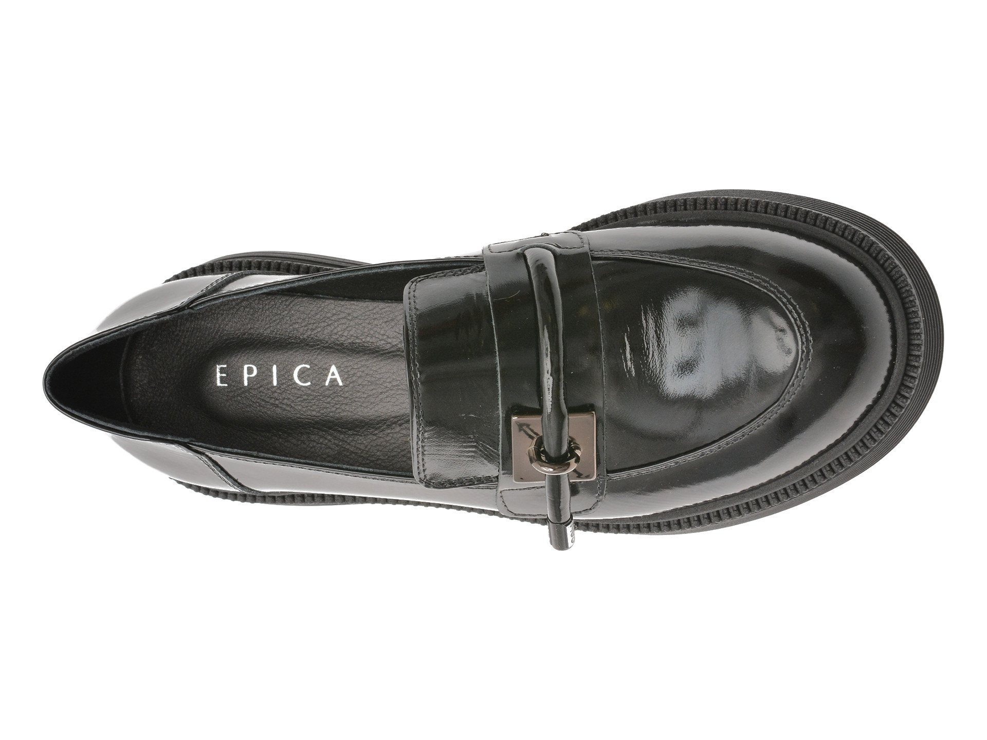 Mocasini EPICA negri, 3811400, din piele naturala lacuita