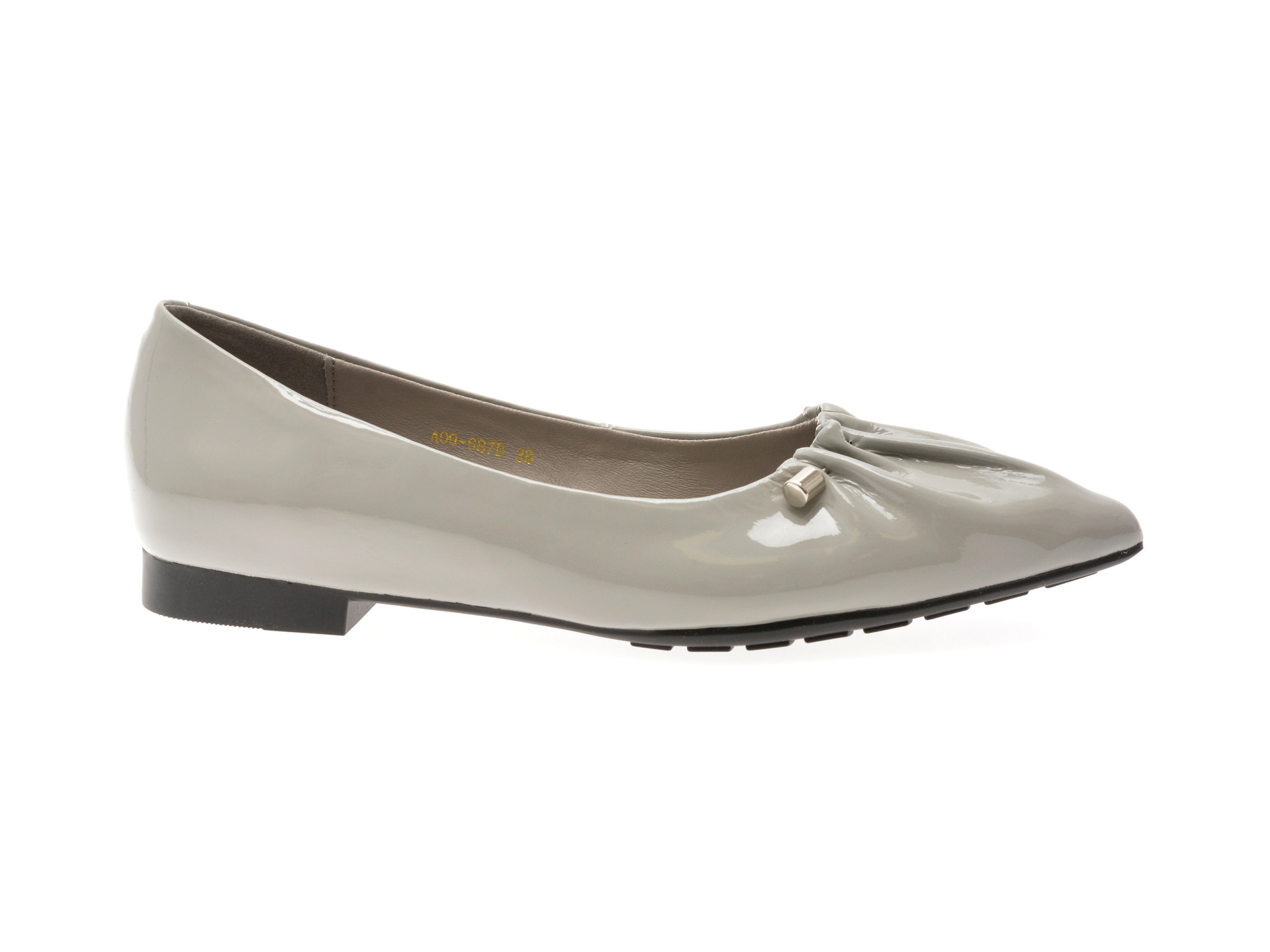 Balerini EPICA gri, A09, din piele naturala lacuita