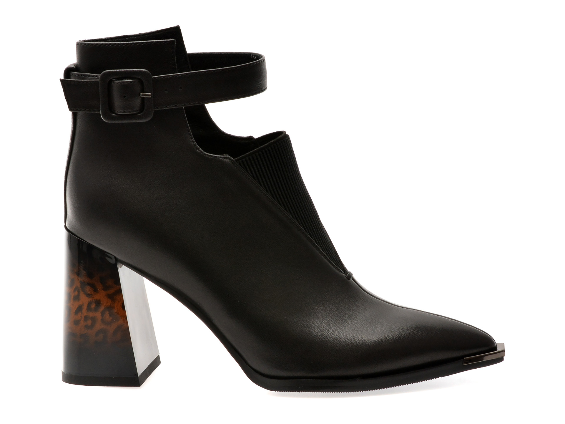 Botine elegante EPICA negre, J3925, din piele naturala