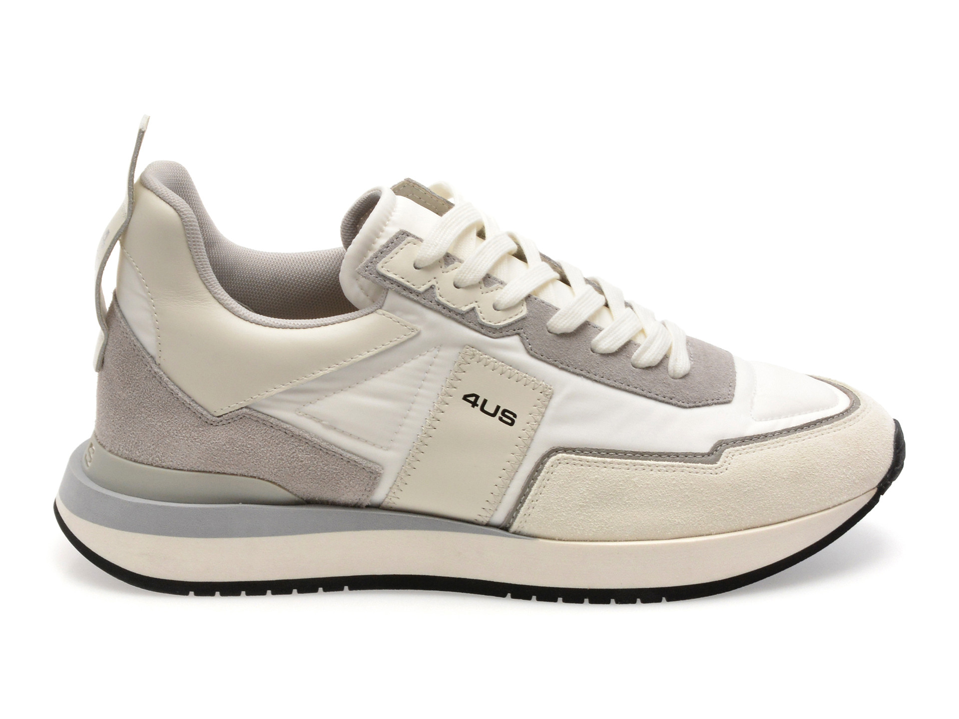 Pantofi sport 4US albi, SEAN 400, din material textil