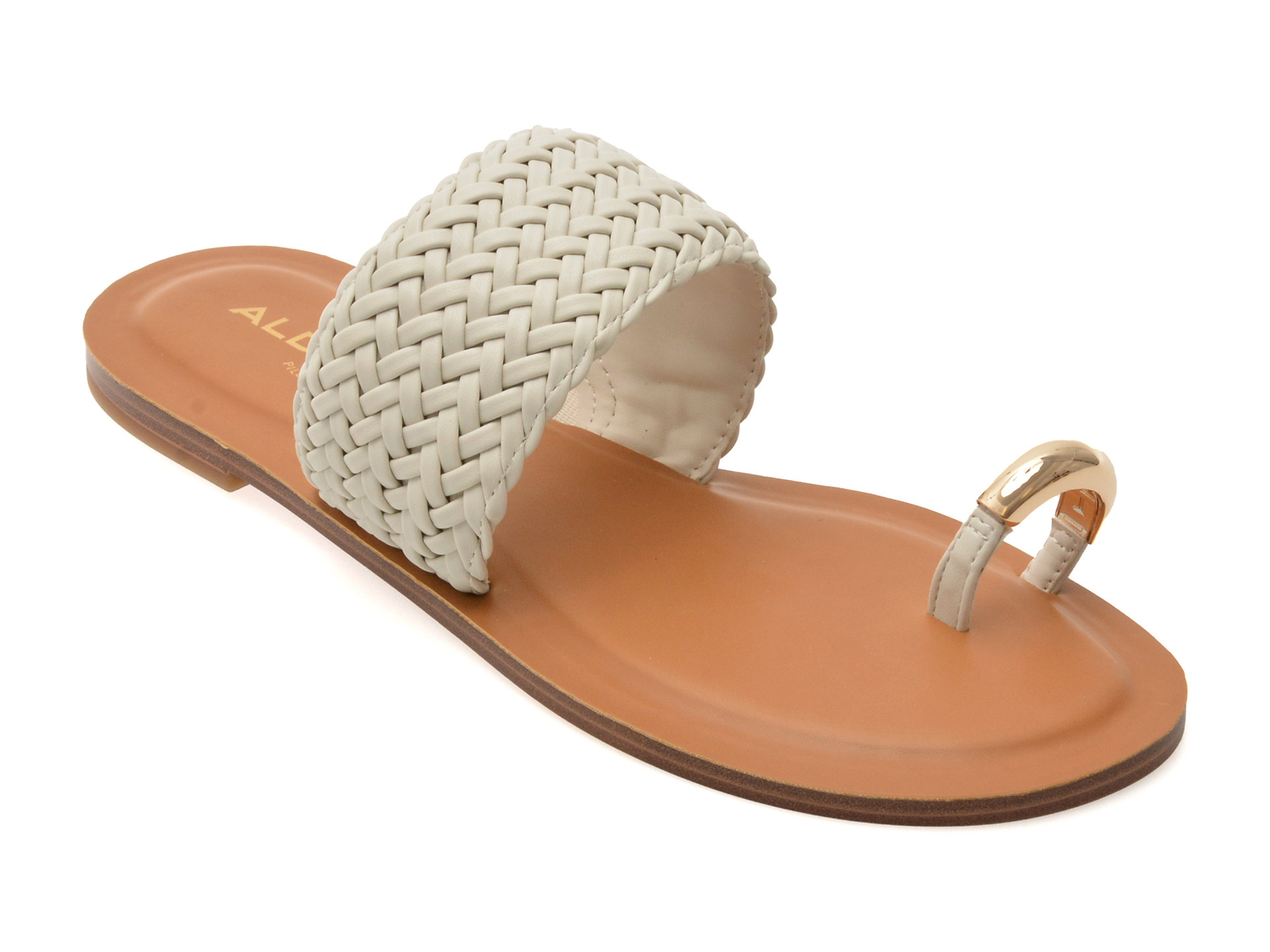 Papuci ALDO albi, BEACHWALK 121, din piele ecologica