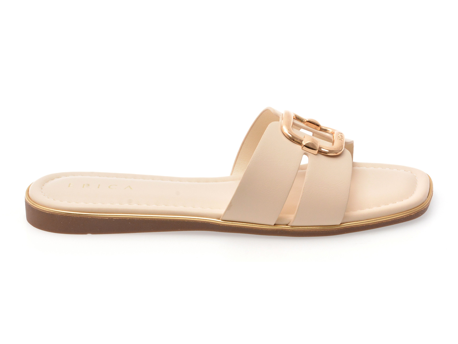 Papuci EPICA bej, 82955, din piele ecologica