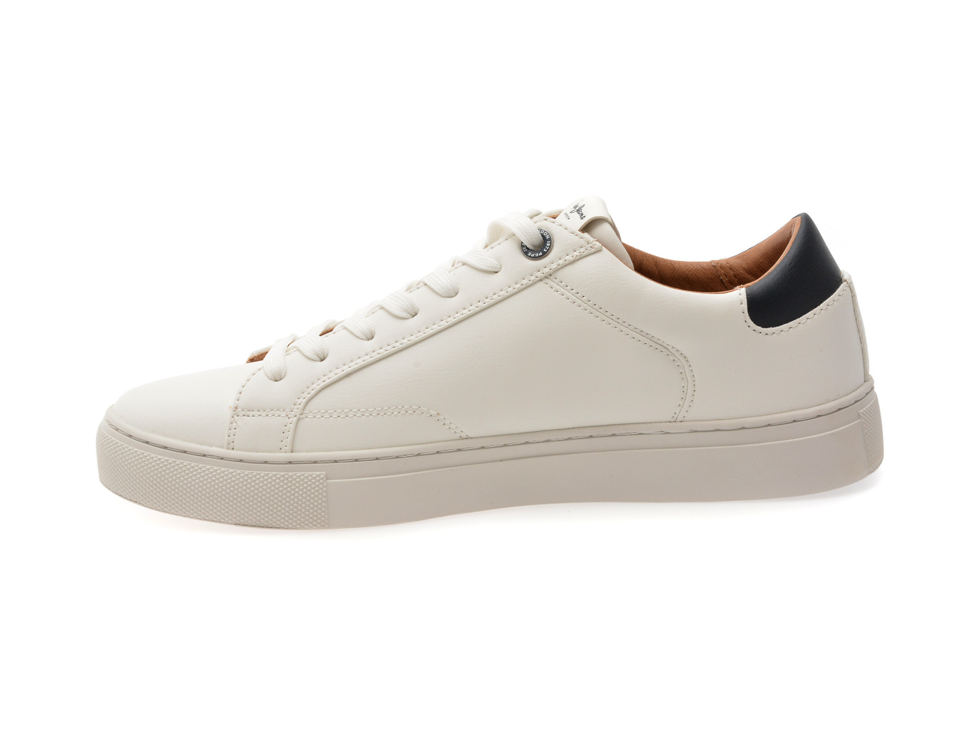 Pantofi sport PEPE JEANS albi, JOE BASIC, din piele ecologica