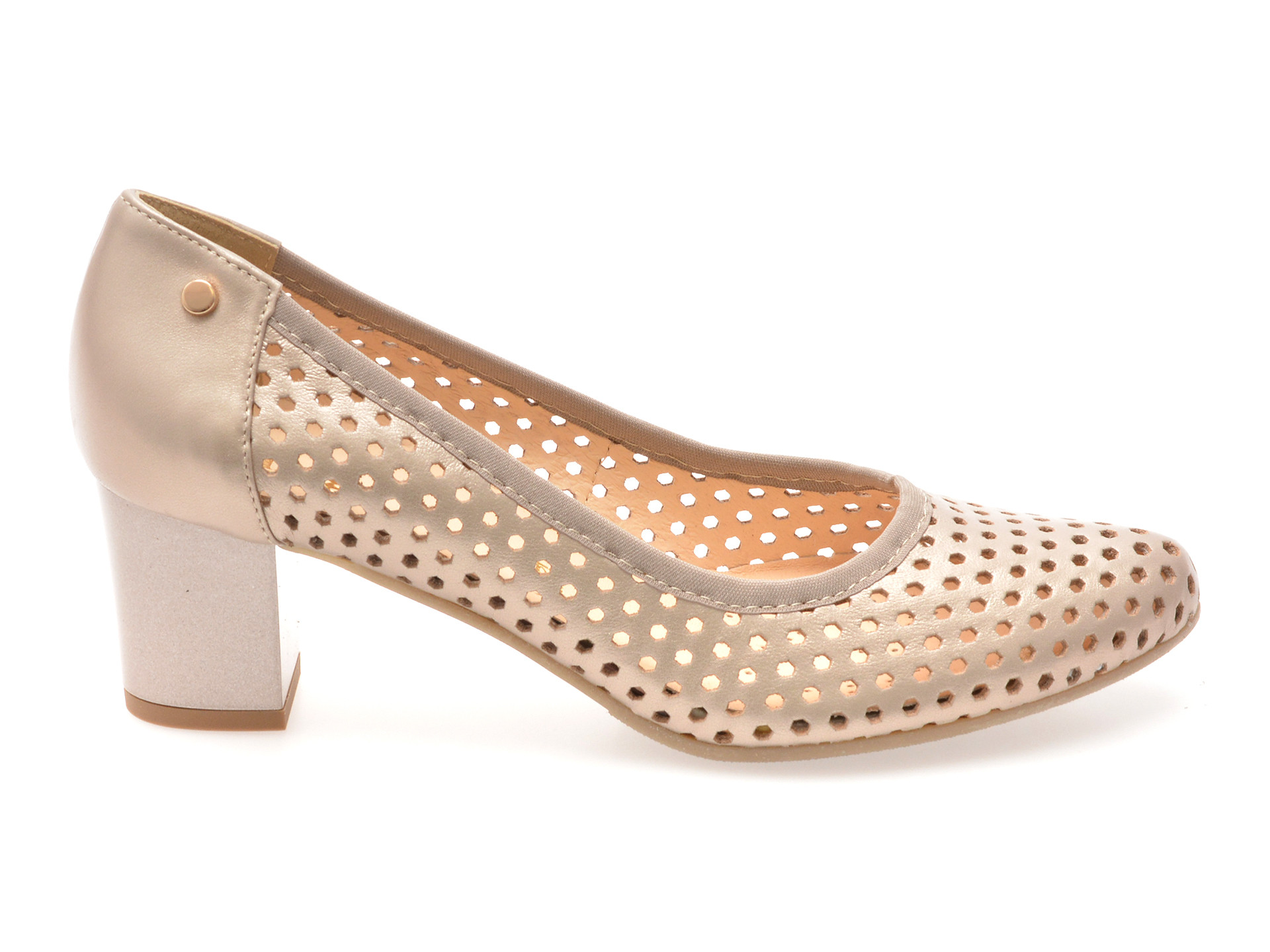 Pantofi IMAGE aurii, 6740, din piele naturala