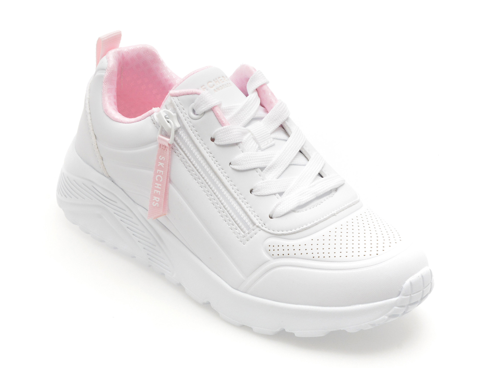 Pantofi sport SKECHERS albi, UNO LITE, din piele ecologica