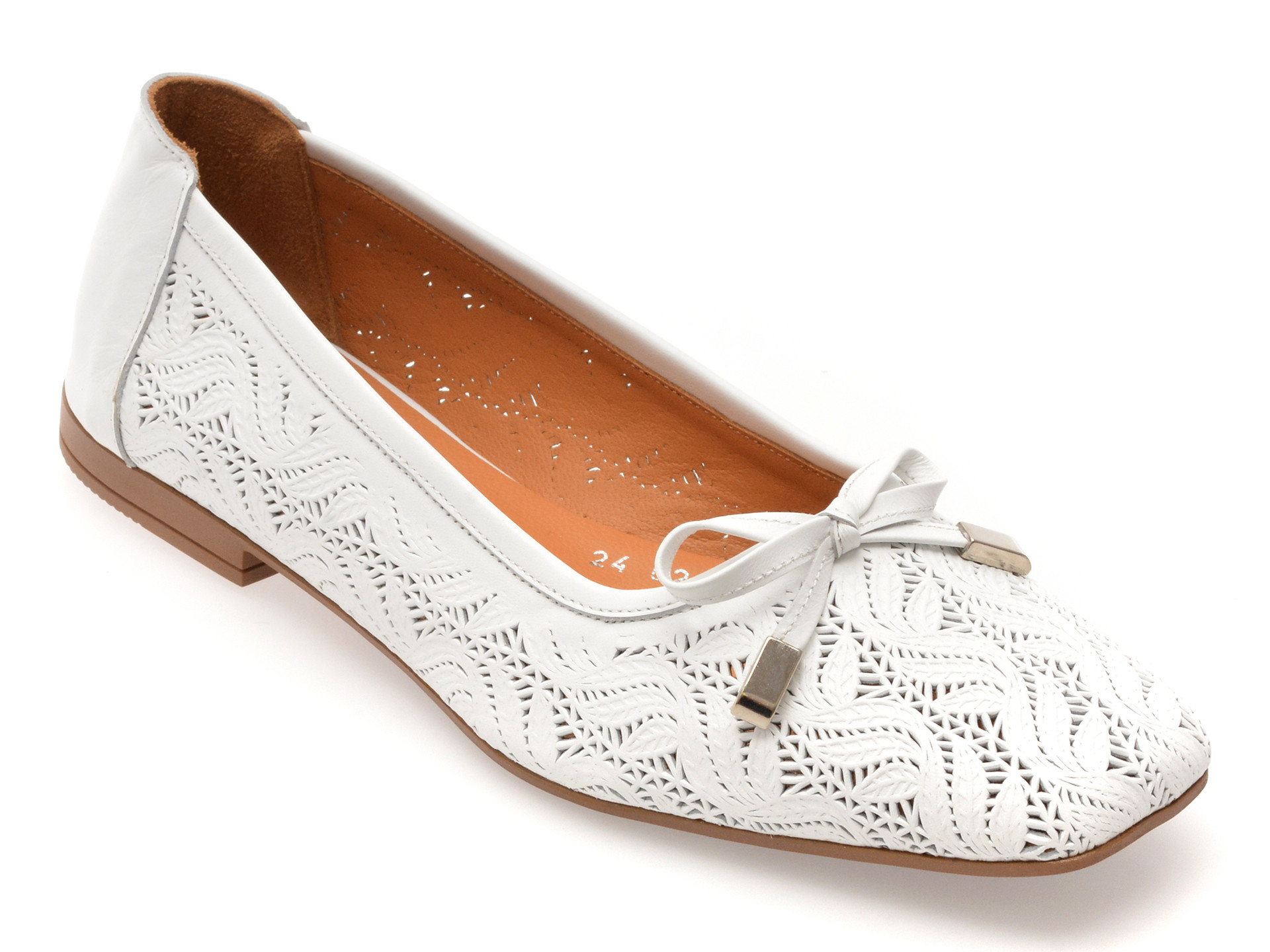 Balerini IMAGE albi, 2842870, din piele naturala