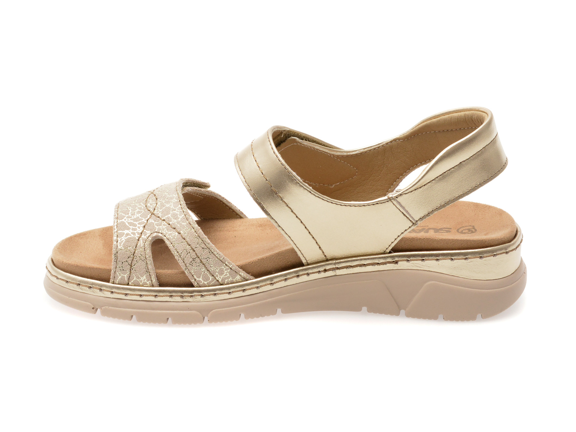 Sandale SUAVE aurii, MOSTAR, din piele naturala