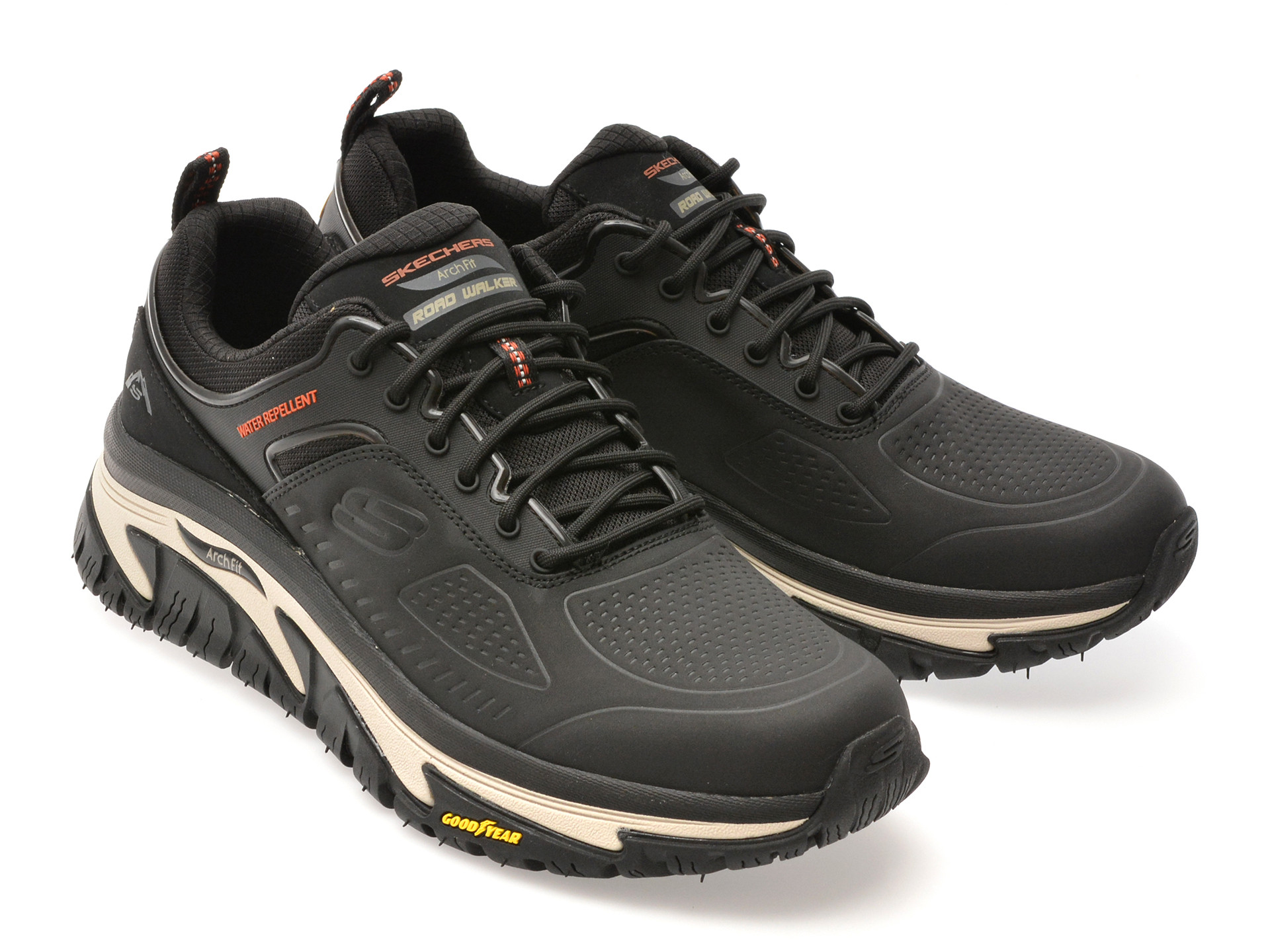 Pantofi sport SKECHERS negri, ARCH FIT ROAD WALKER, din piele ecologica