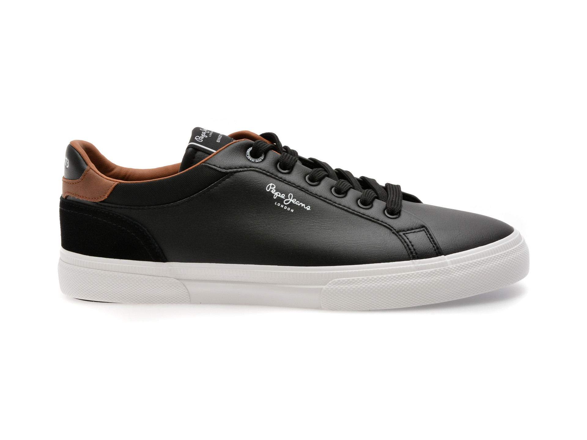 Pantofi sport PEPE JEANS negri, KENTON COURT, din piele ecologica