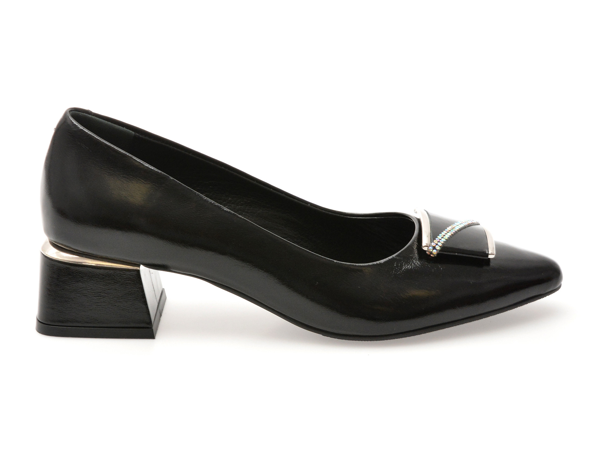 Pantofi EPICA negri, 619230, din piele naturala lacuita