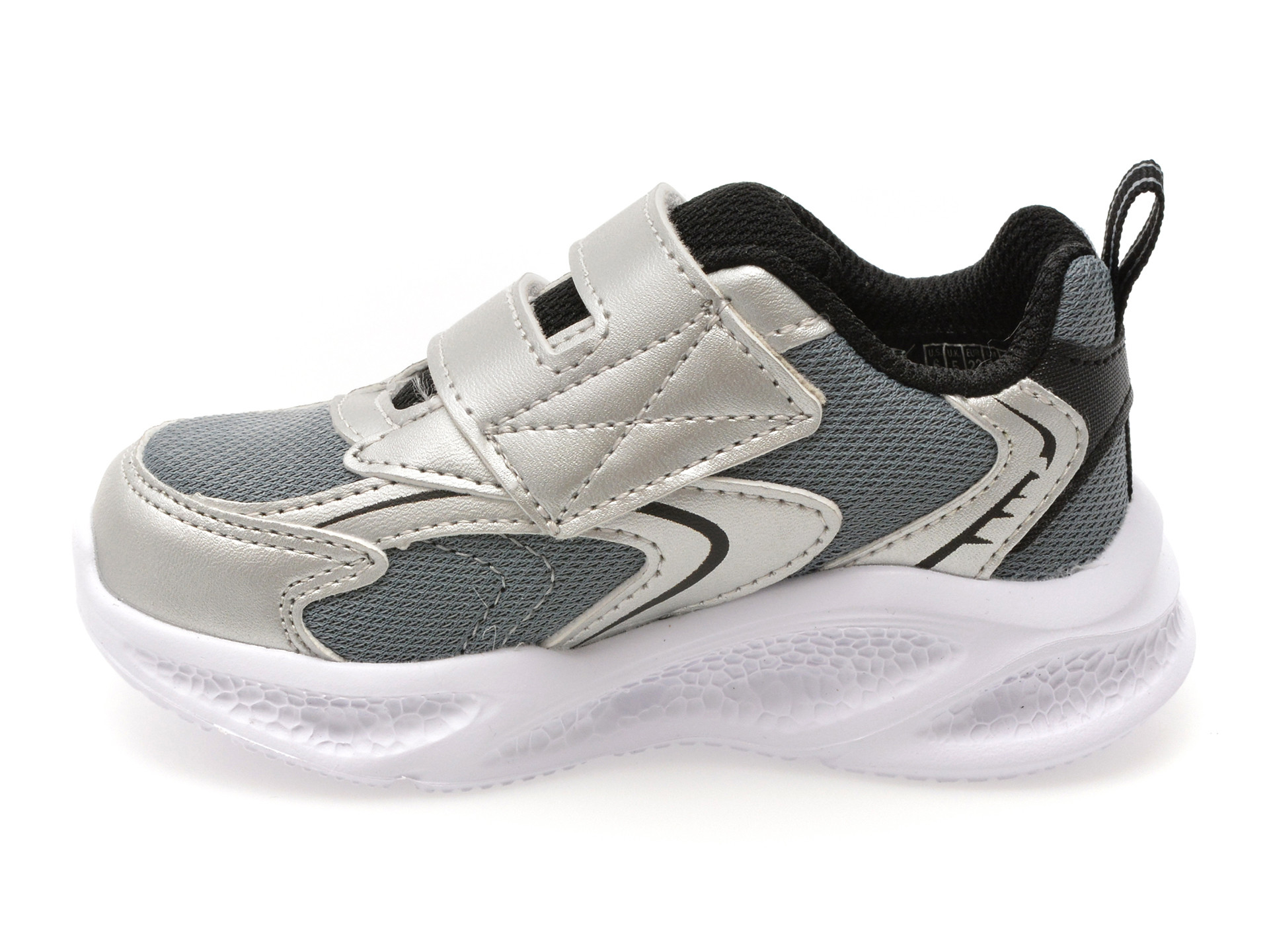 Pantofi sport SKECHERS argintii, METEOR-LIGHTS, din material textil