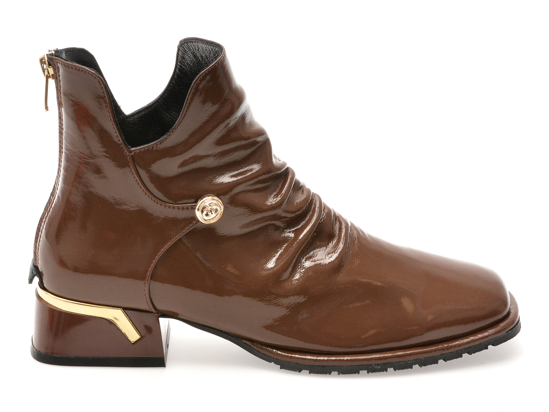 Ghete EPICA maro, 531227, din piele naturala lacuita