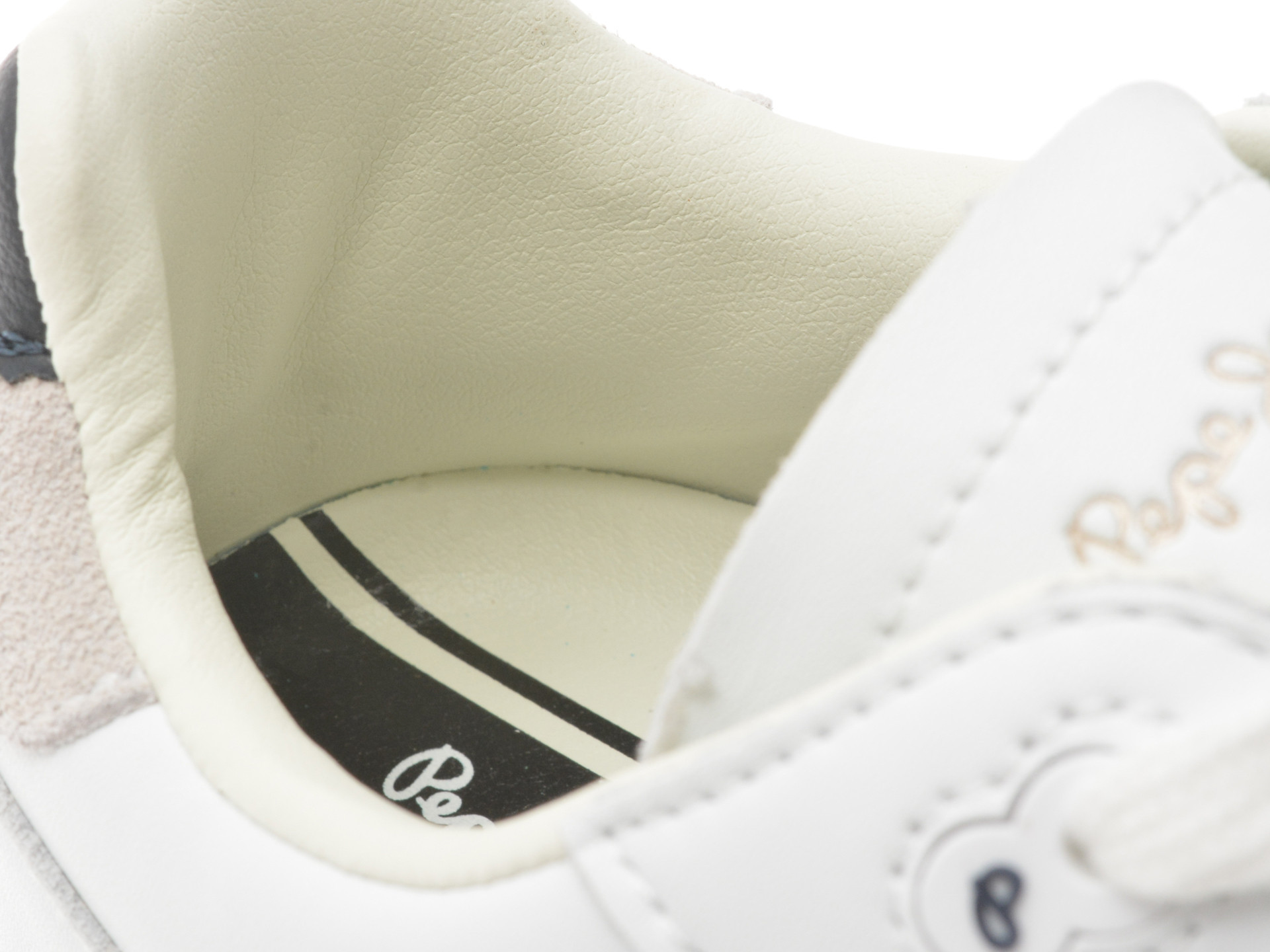 Pantofi sport PEPE JEANS albi, BALL CLUB, din piele naturala