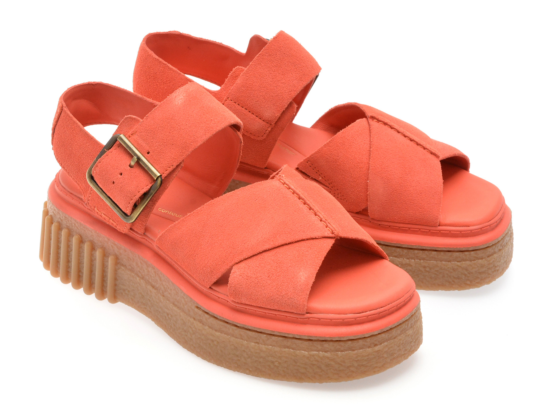 Sandale CLARKS portocalii, EVAMAR WISH, din piele Intoarsa