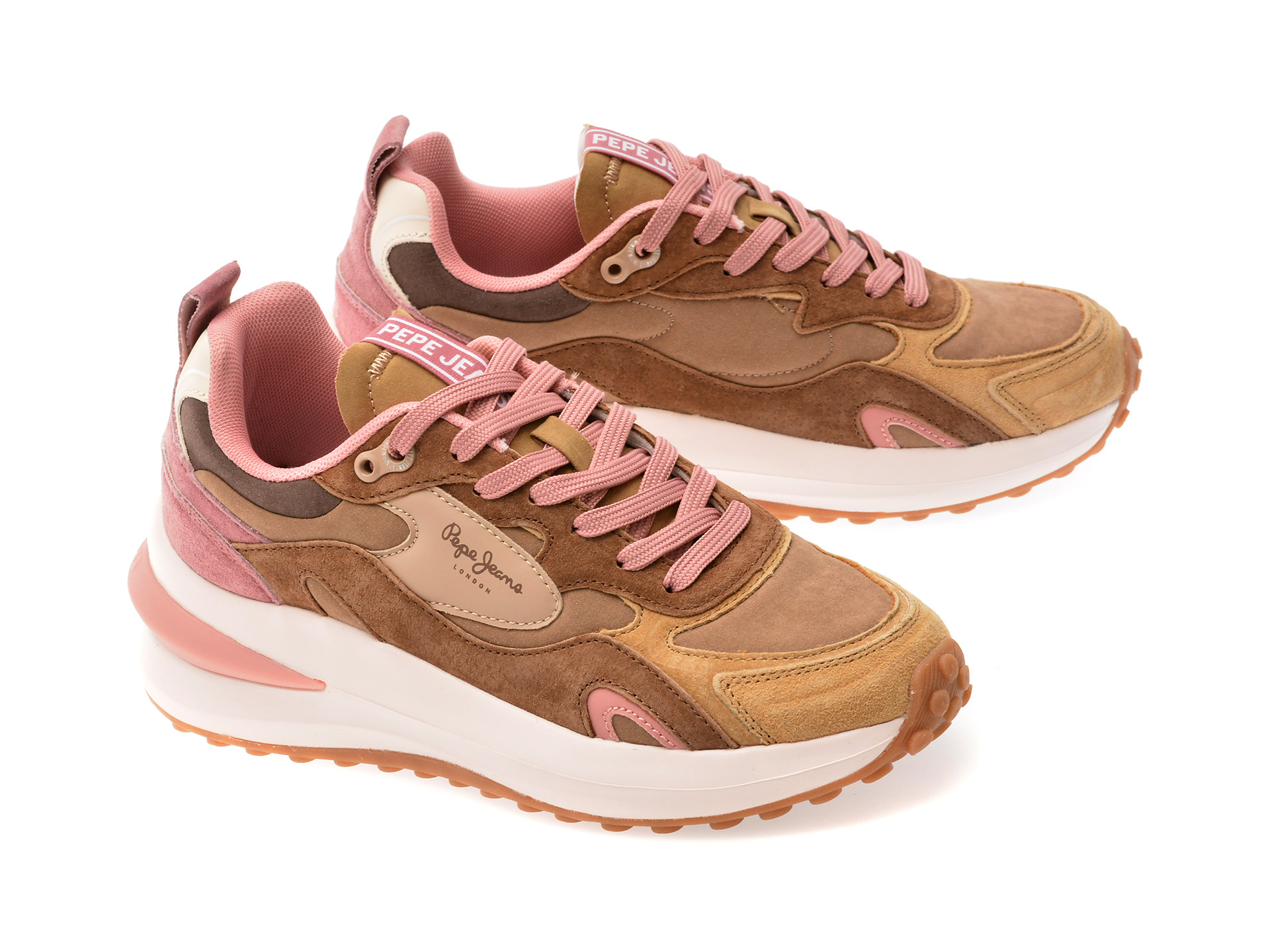 Pantofi sport PEPE JEANS maro, LS60013, din material textil si piele naturala