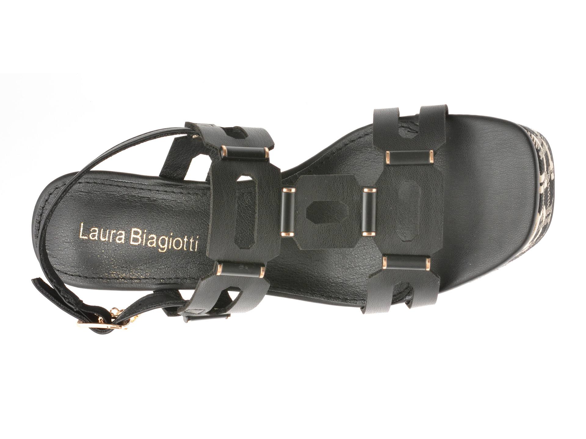 Sandale LAURA BIAGIOTTI negre, 9104, din piele ecologica