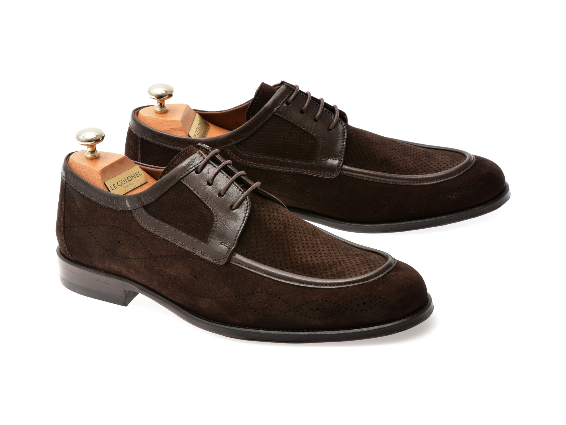 Mocasini eleganti LE COLONEL maro, 48893, din piele intoarsa