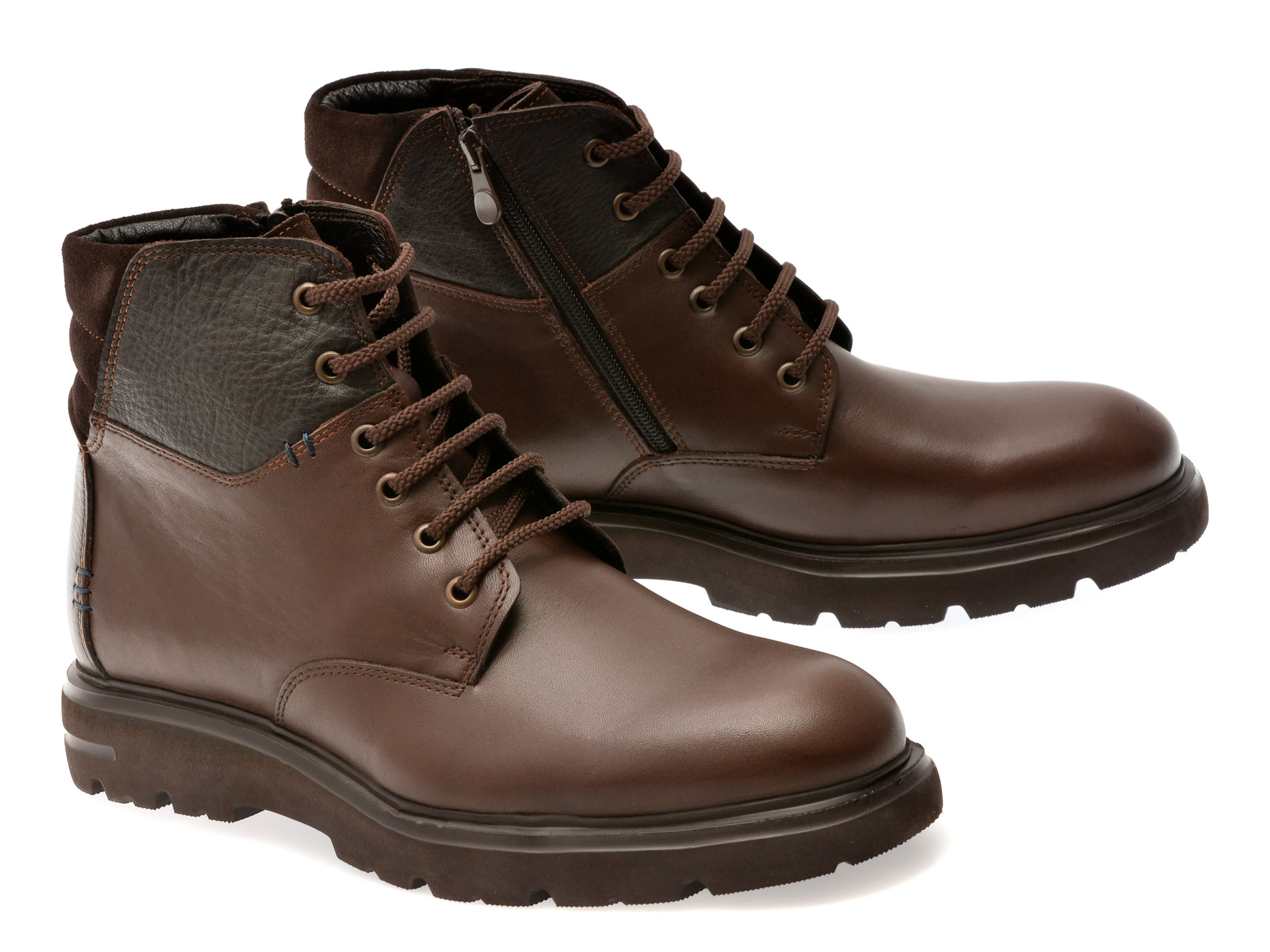 Ghete OTTER maro, E3464, din piele naturala