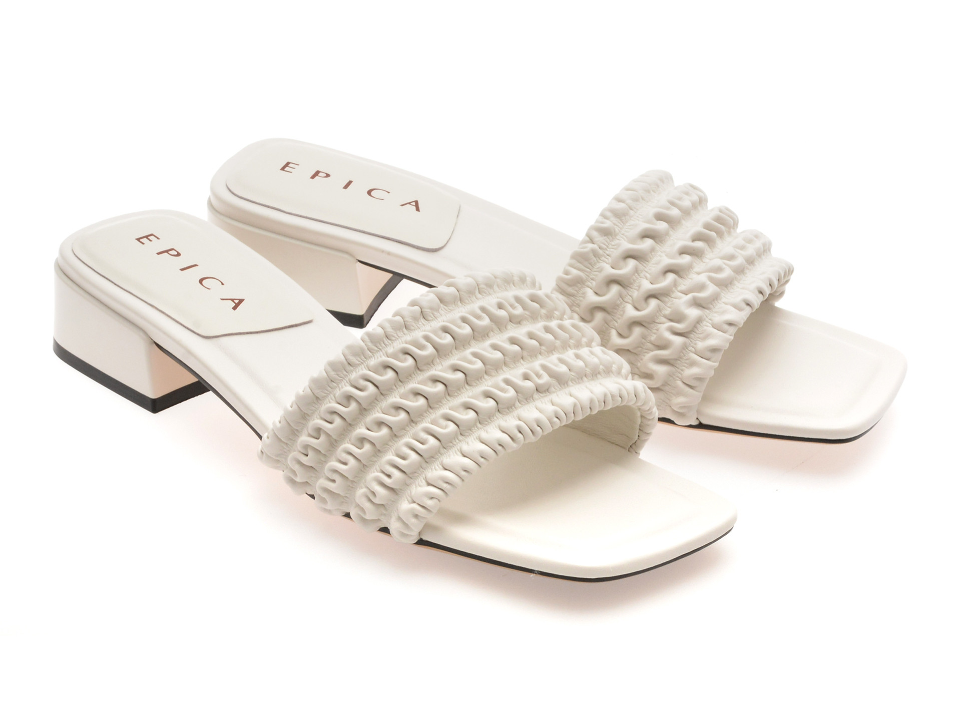 Papuci EPICA albi, 2750, din piele ecologica