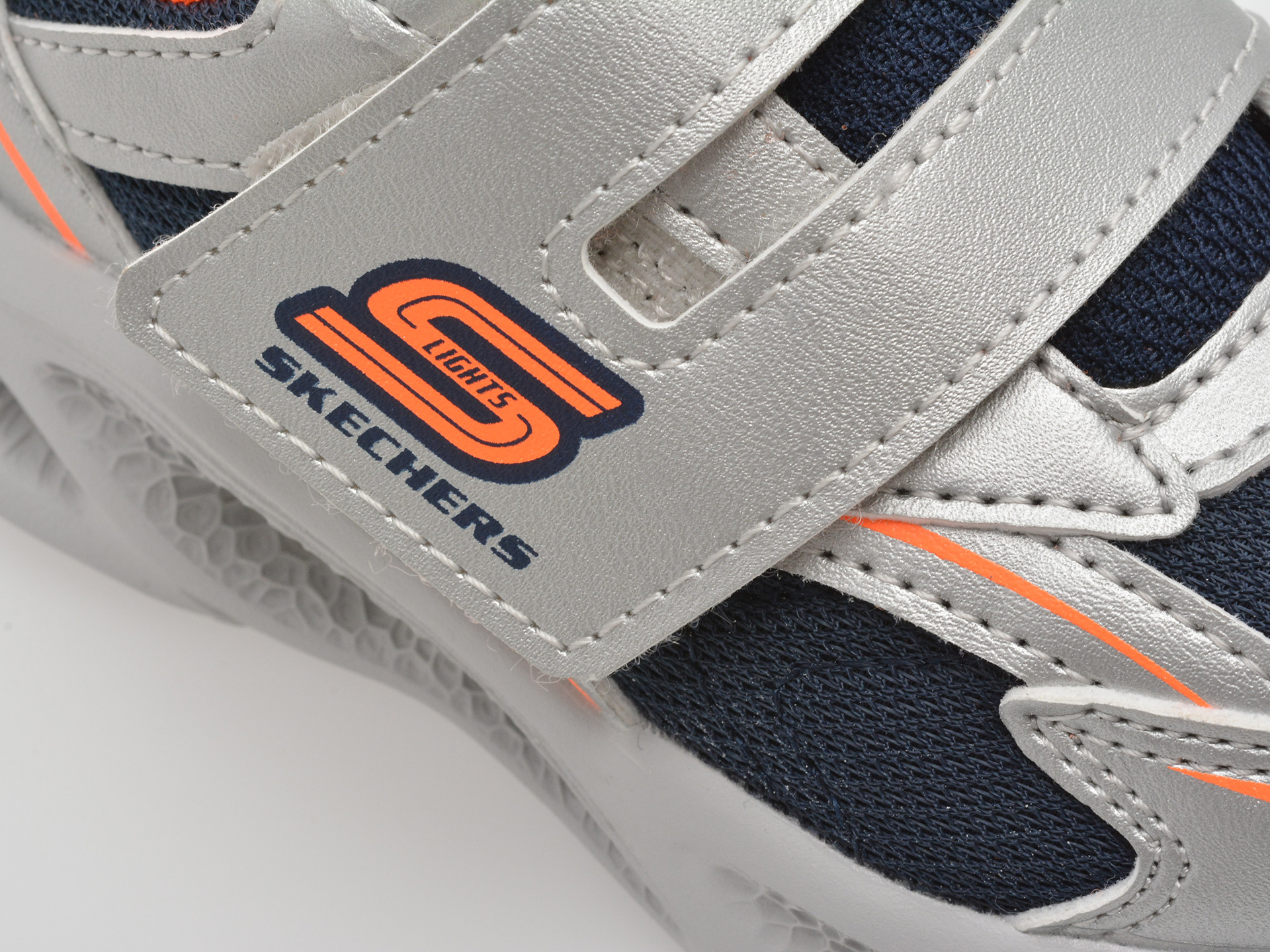 Pantofi sport SKECHERS argintii, METEOR-LIGHTS, din material textil