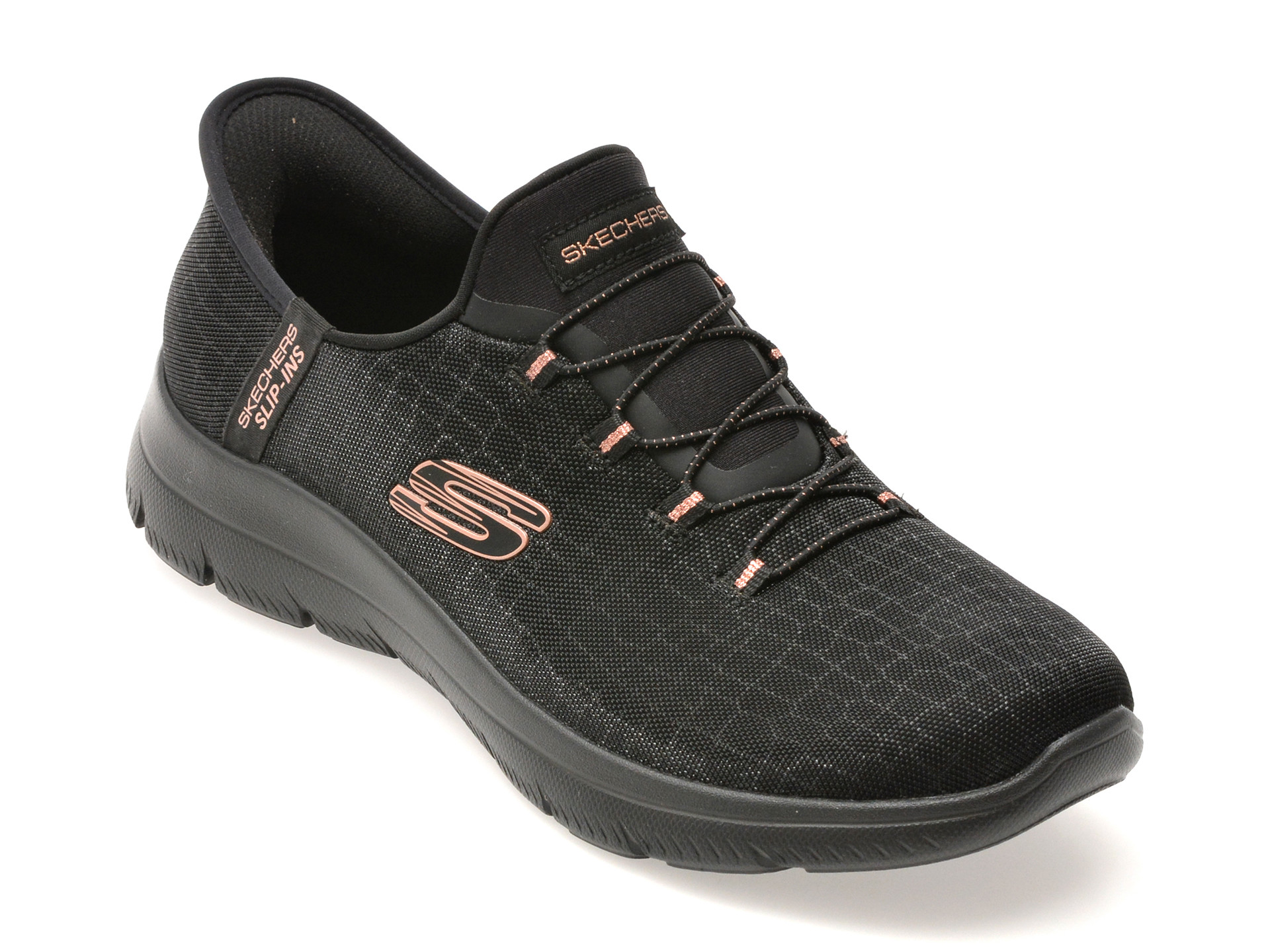 Pantofi sport SKECHERS negri, SUMMITS, din material textil