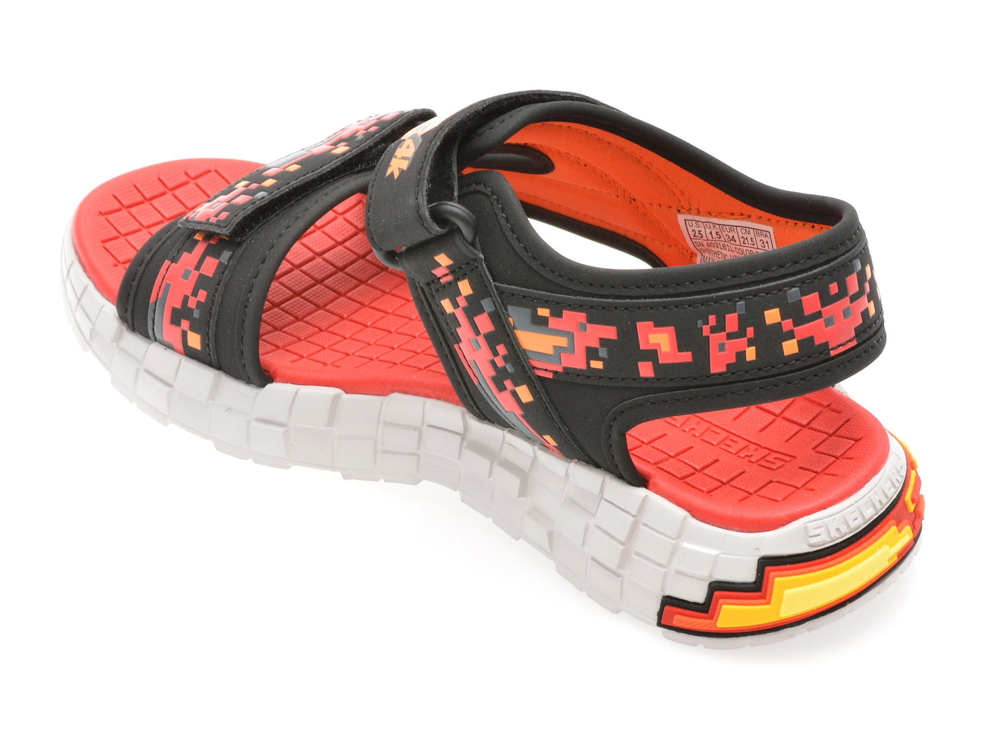 Sandale SKECHERS negre, MEGA-SPLASH 4K, din piele ecologica