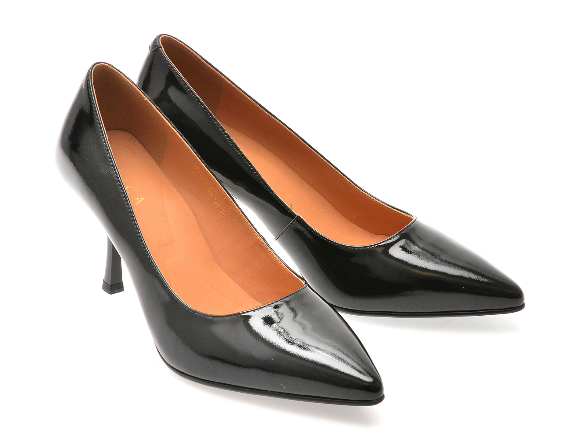 Pantofi eleganti EPICA negri, E301, din piele naturala lacuita
