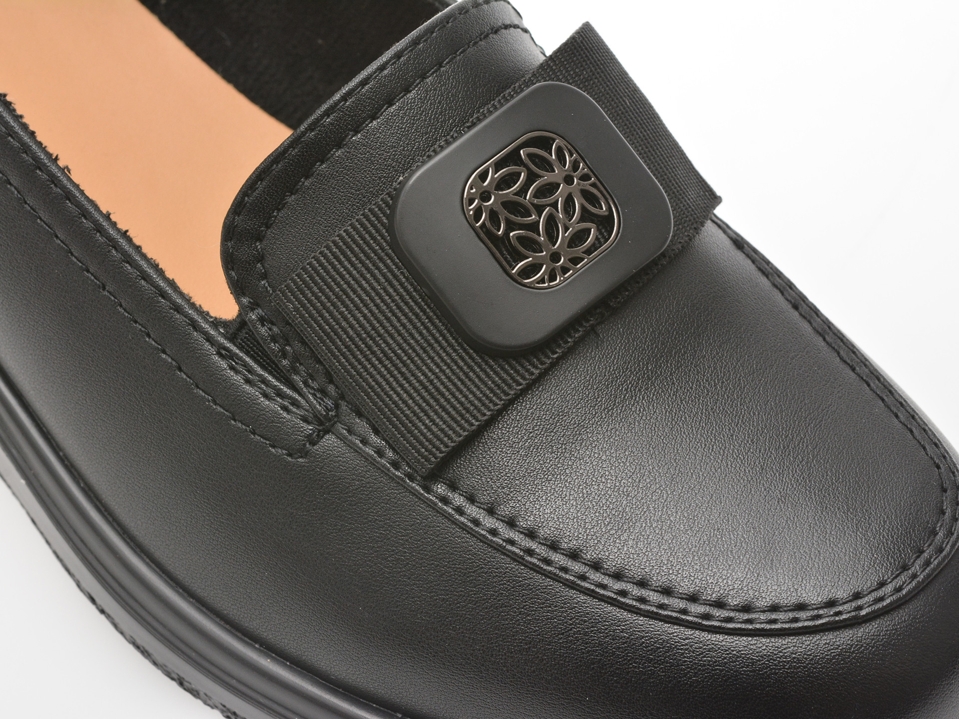 Mocasini IMAGE negri, 1216G23, din piele naturala