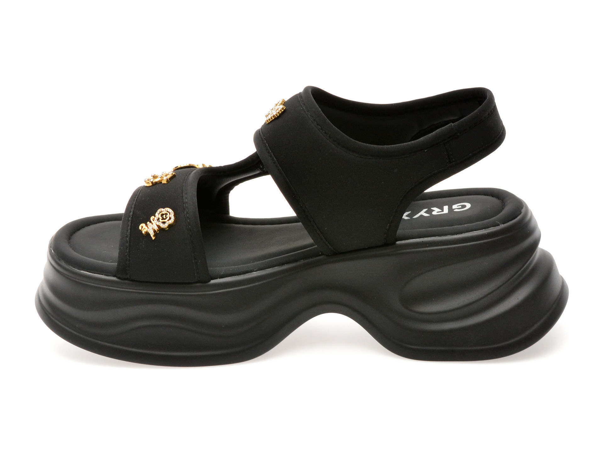 Sandale GRYXX negre, 5508, din material textil