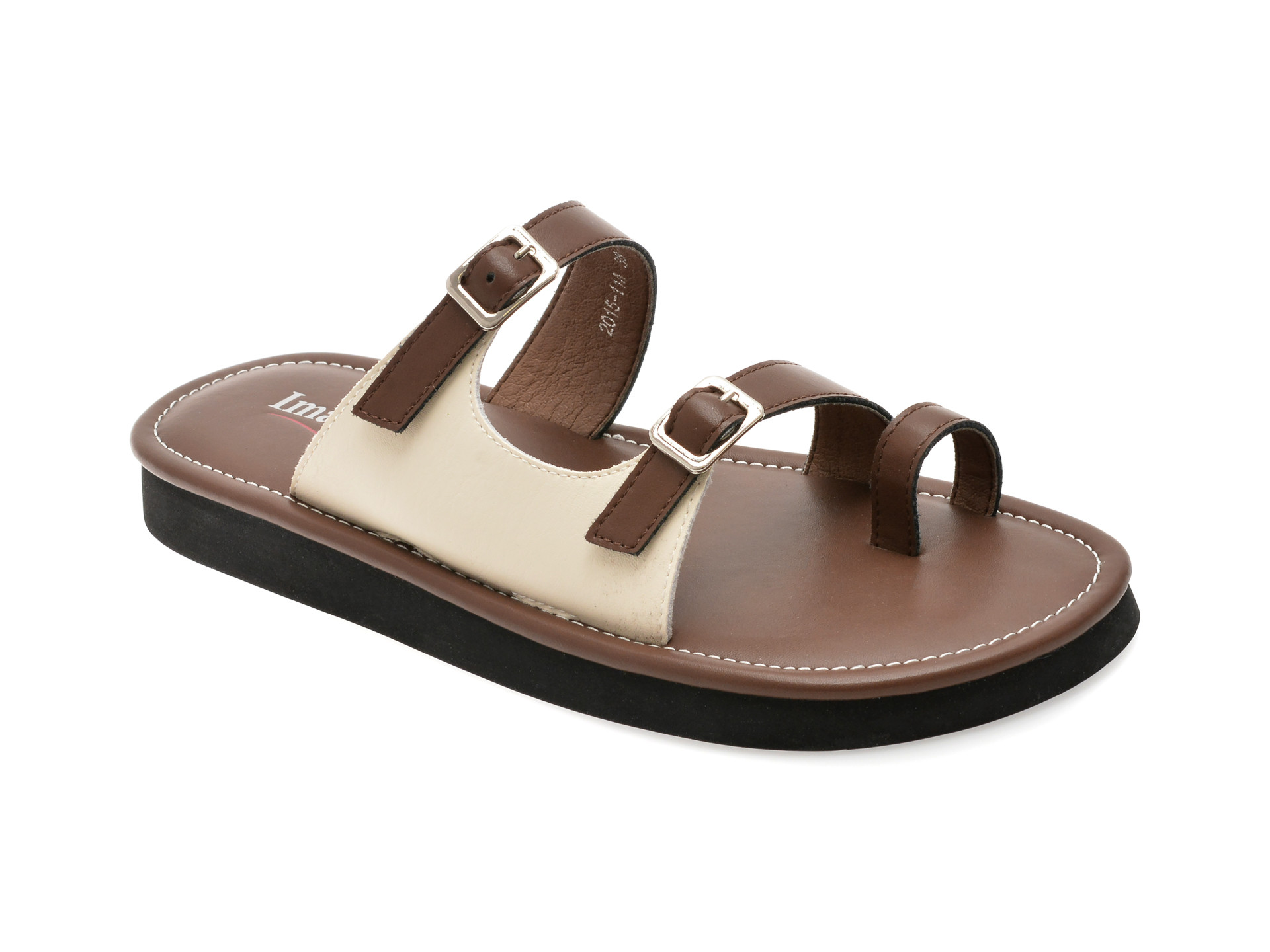 Papuci IMAGE maro, 201511, din piele naturala