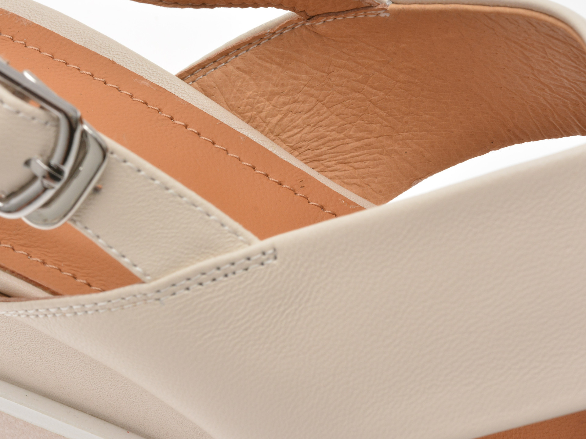 Sandale IMAGE albe, H65, din piele naturala