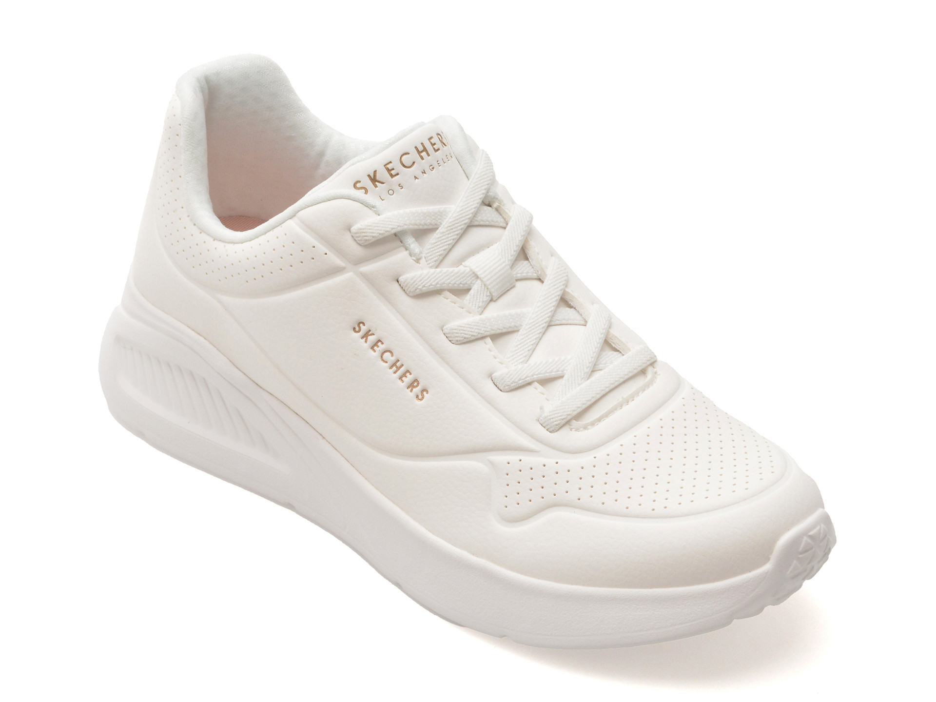Pantofi sport SKECHERS albi, UNO LITE, din piele ecologica