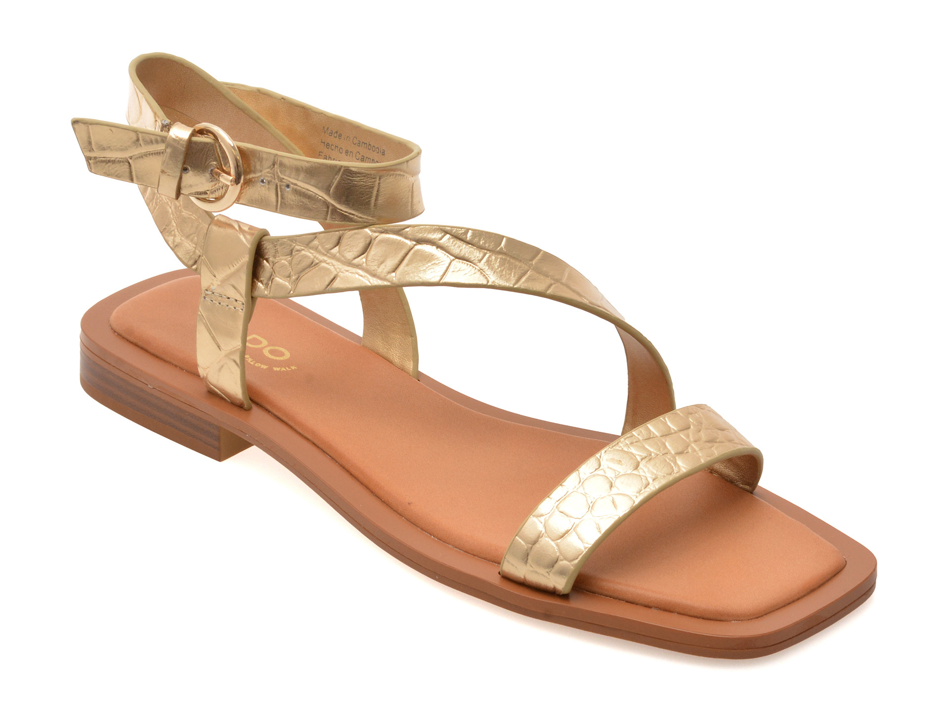 Sandale ALDO aurii, GRUGAR 711, din piele croco