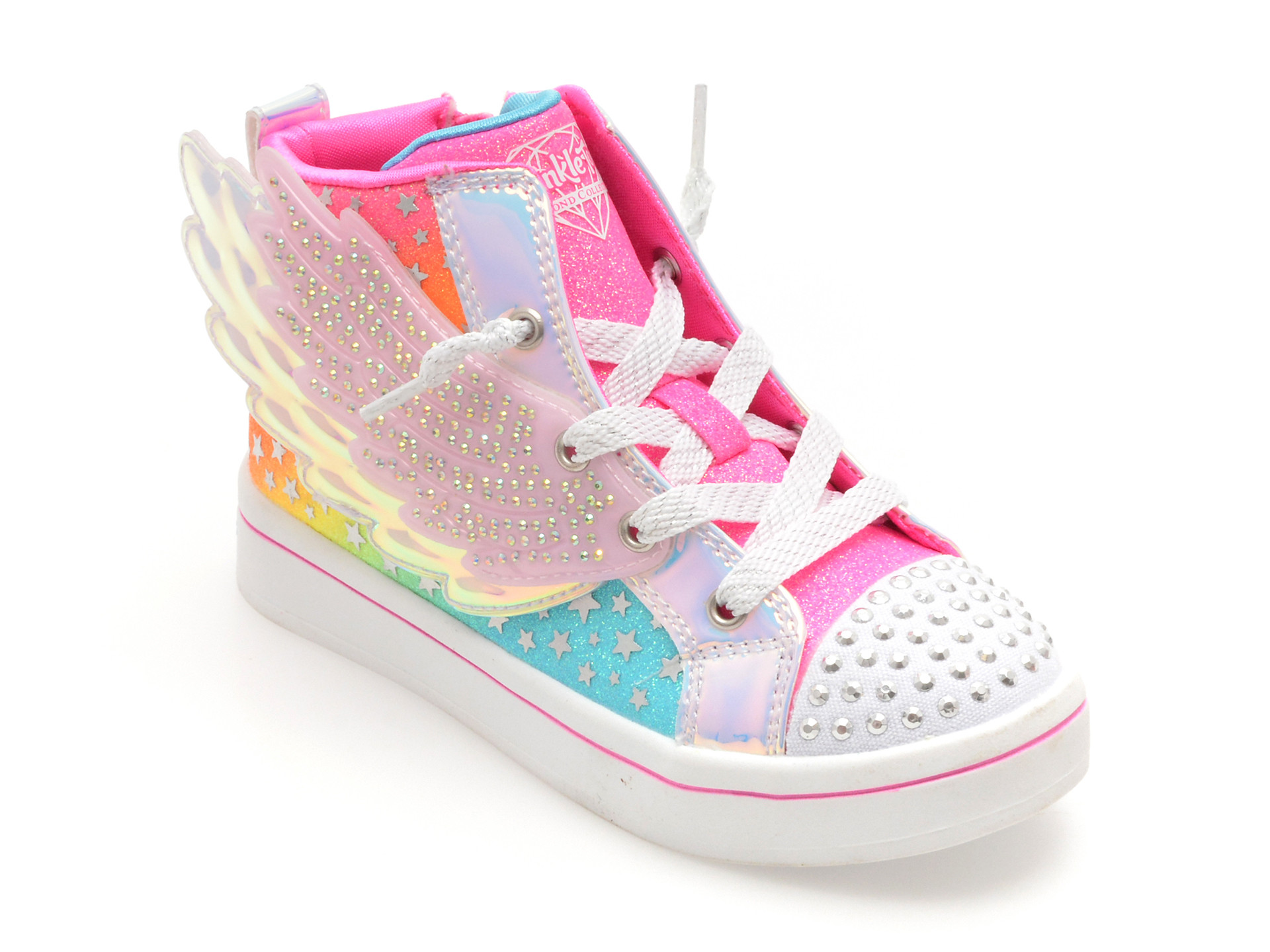 Ghete SKECHERS roz, TWI-LITES 2.0, din piele ecologica