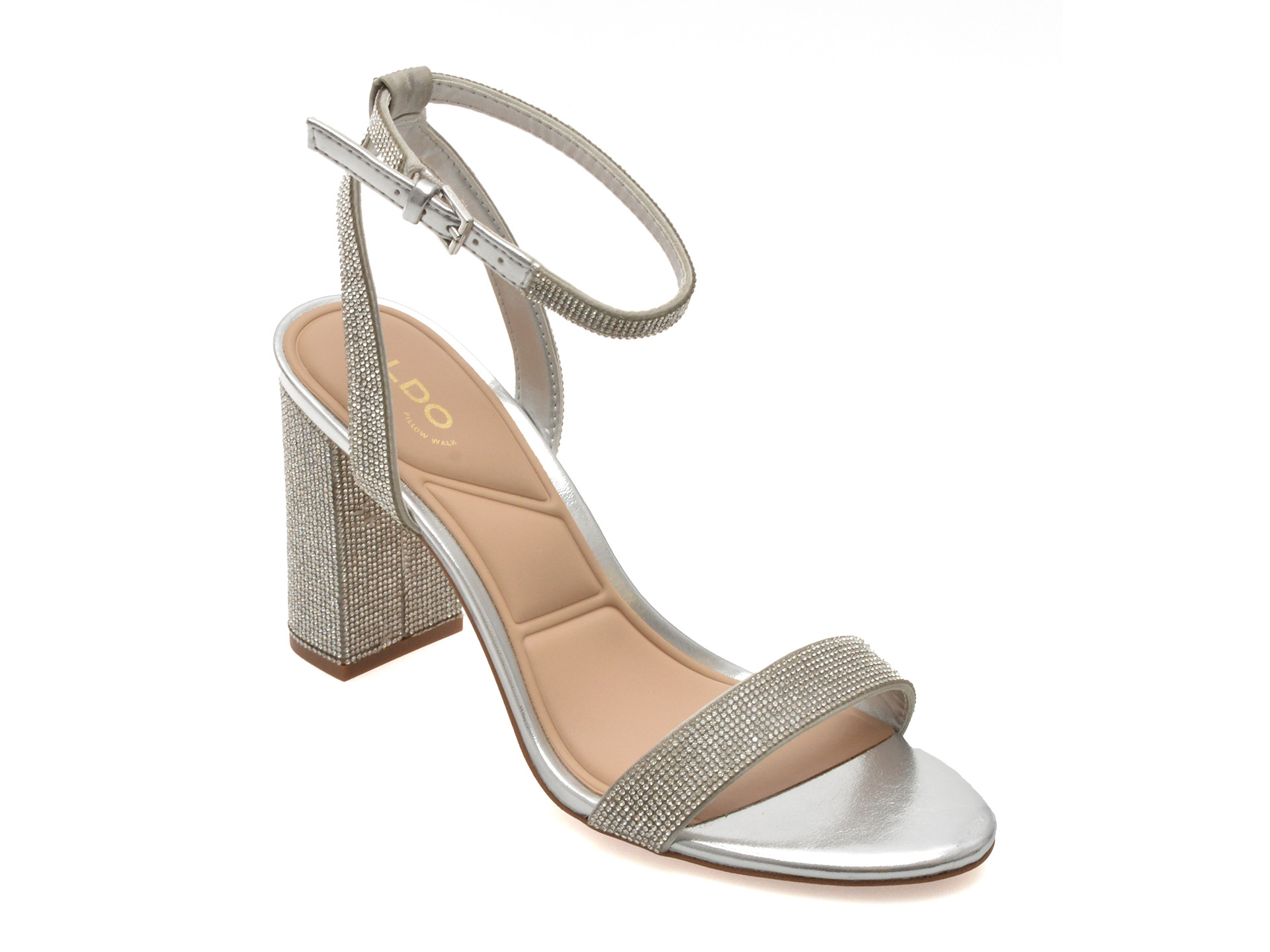 Sandale elegante ALDO argintii, RHIANNON 040, din piele ecologica