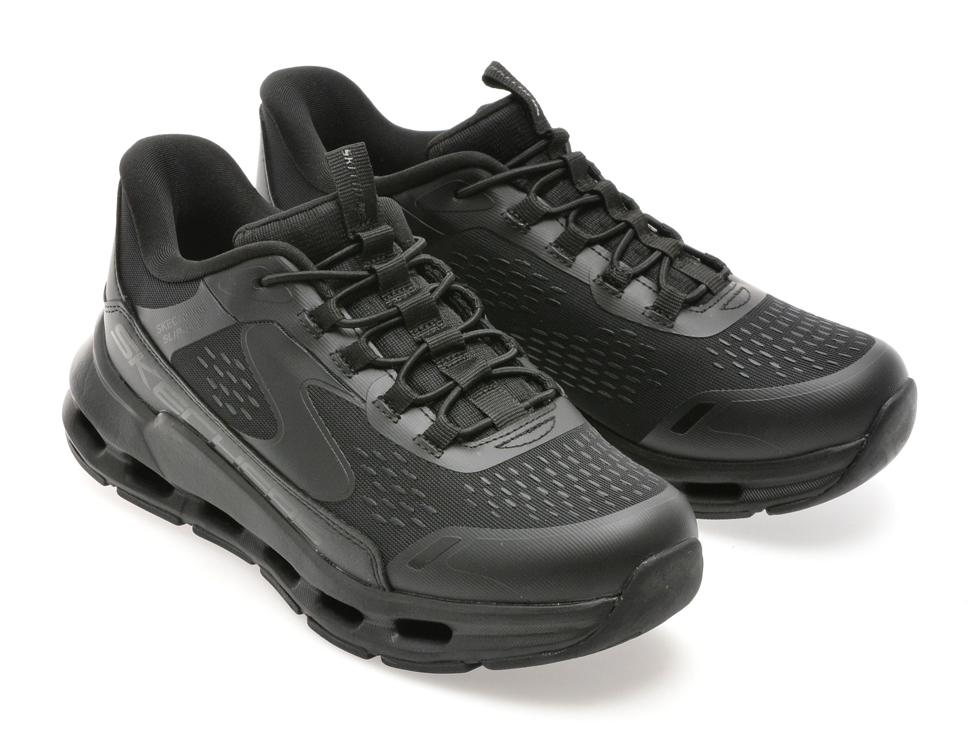 Pantofi sport SKECHERS negri, GLIDE-STEP +, din material textil