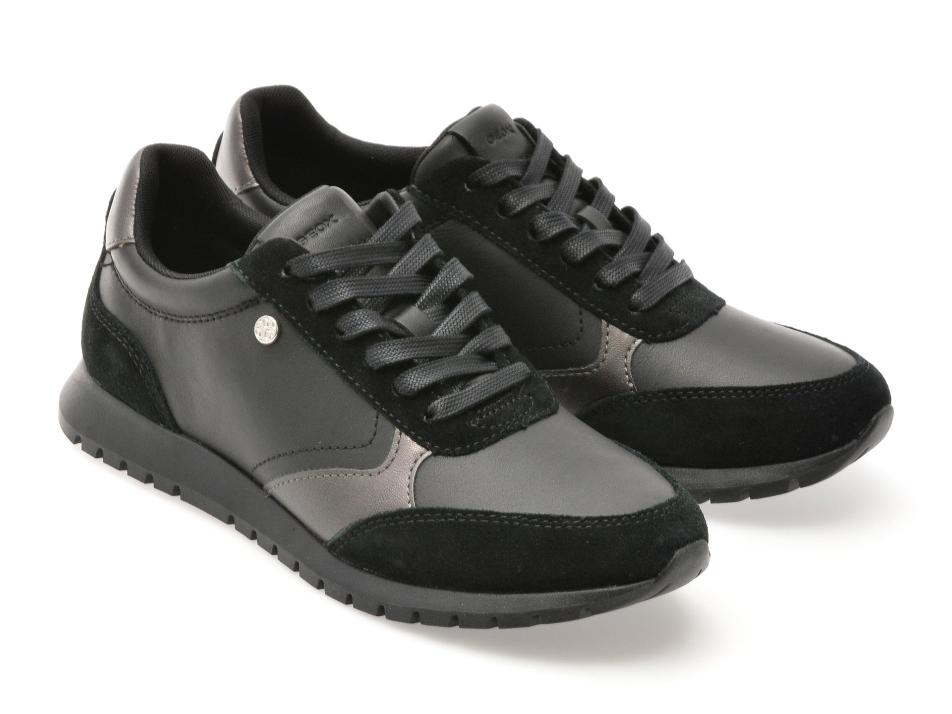 Pantofi sport GEOX negri, D55YPC, din piele naturala