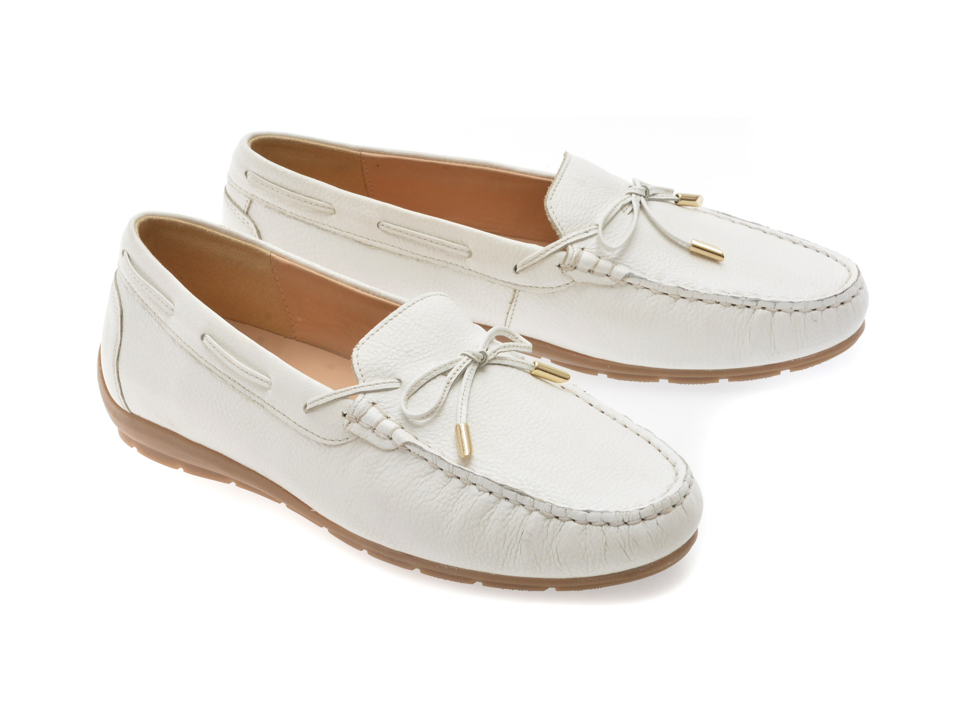 Mocasini ARA albi, 19212, din piele naturala