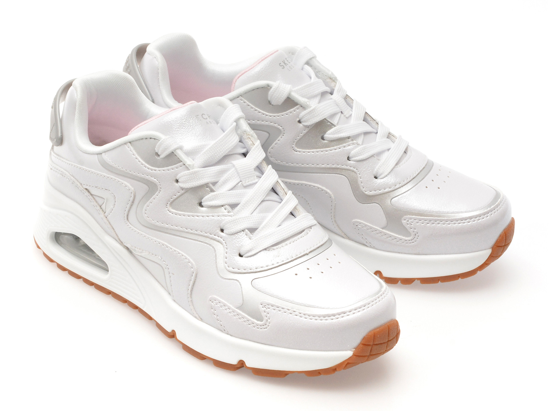 Pantofi sport SKECHERS albi, UNO GEN1, din piele ecologica