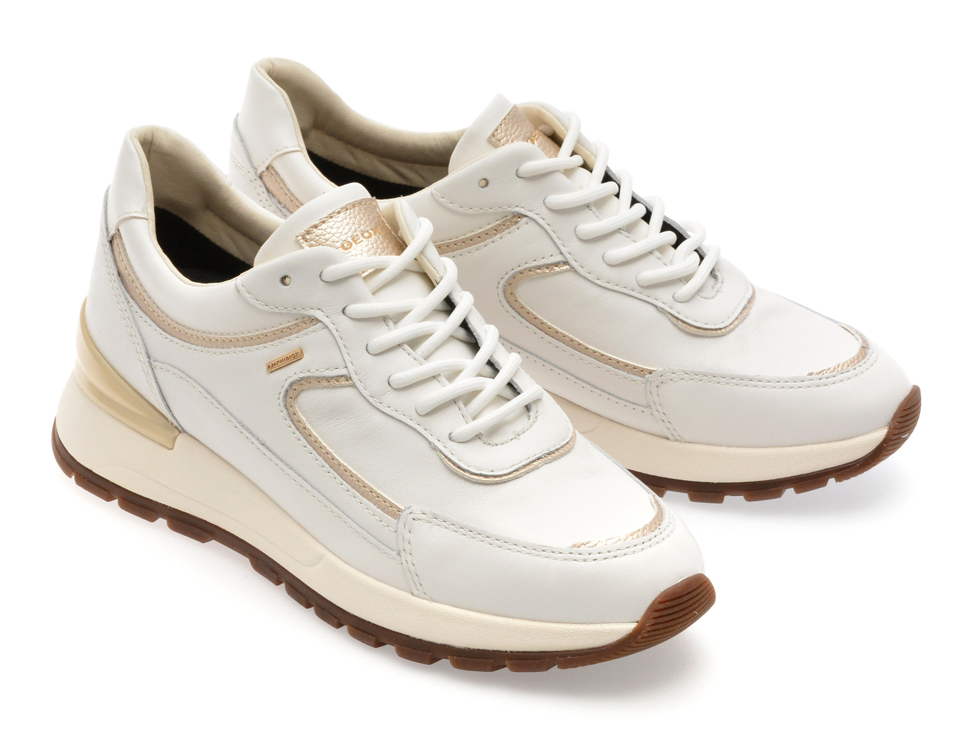 Pantofi sport GEOX albi, D563LB, din piele naturala