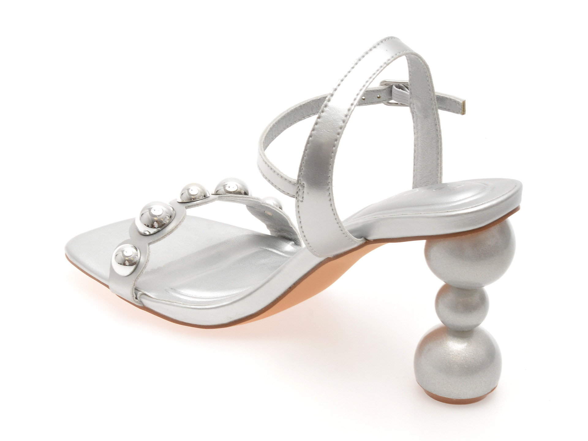 Sandale elegante EPICA argintii, 101601, din piele ecologica