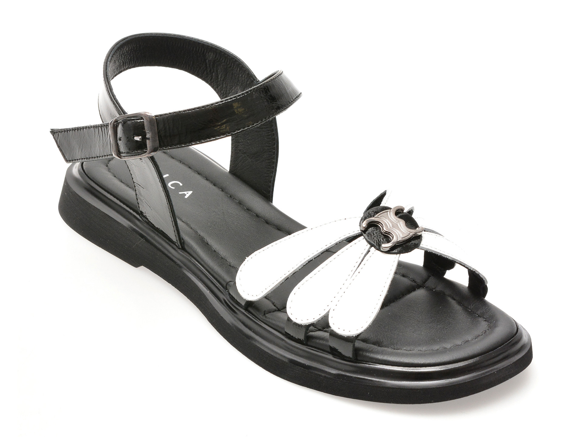 Sandale EPICA alb-negru, 341125, din piele naturala