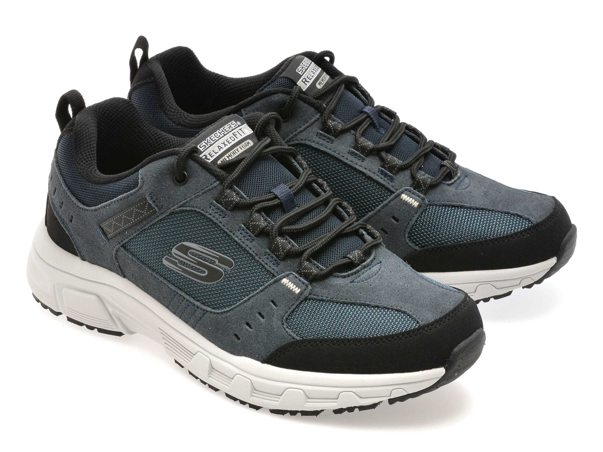 Pantofi sport SKECHERS bleumarin, OAK CANYON, din material textil si piele naturala